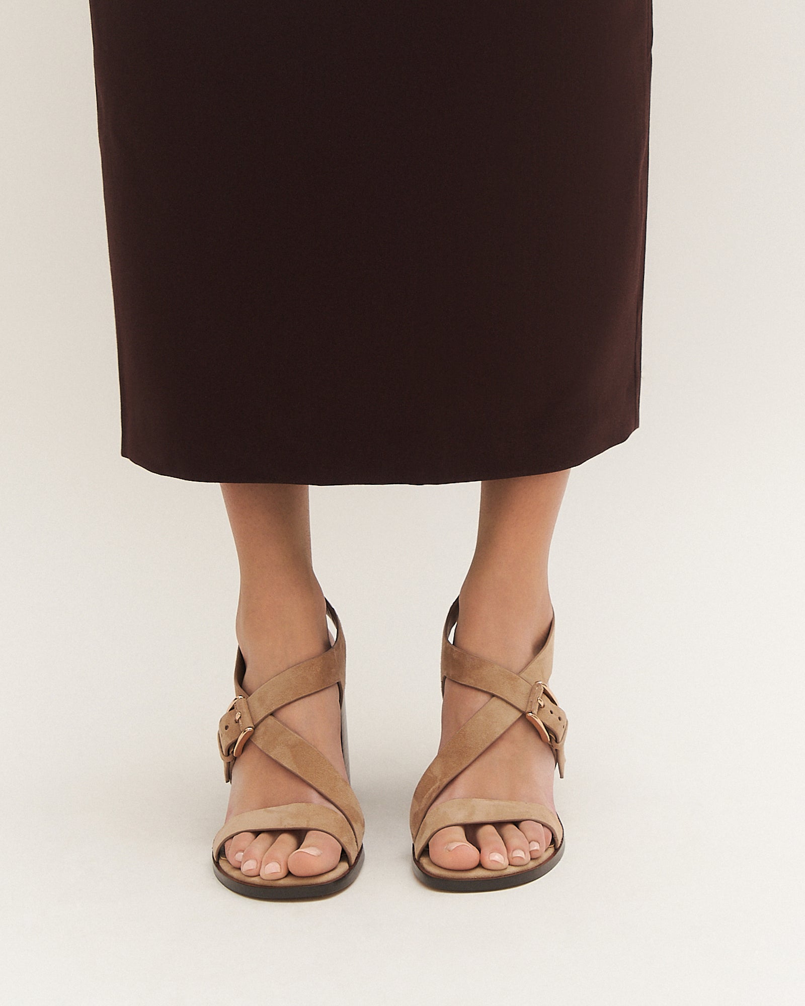 VIRGO HIGH HEEL SANDALS LATTE SUEDE image