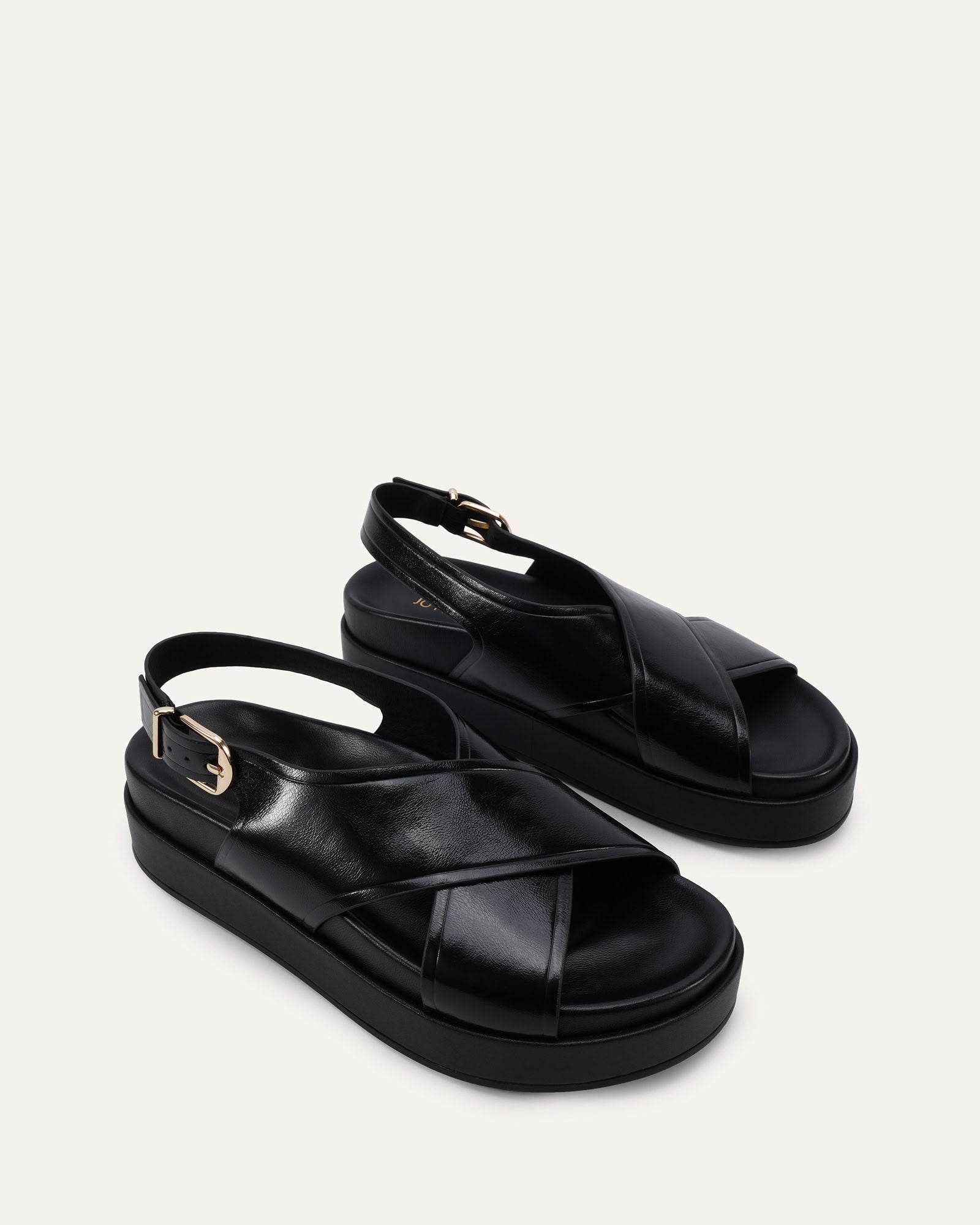 WALT FLAT SANDALS BLACK LEATHER image