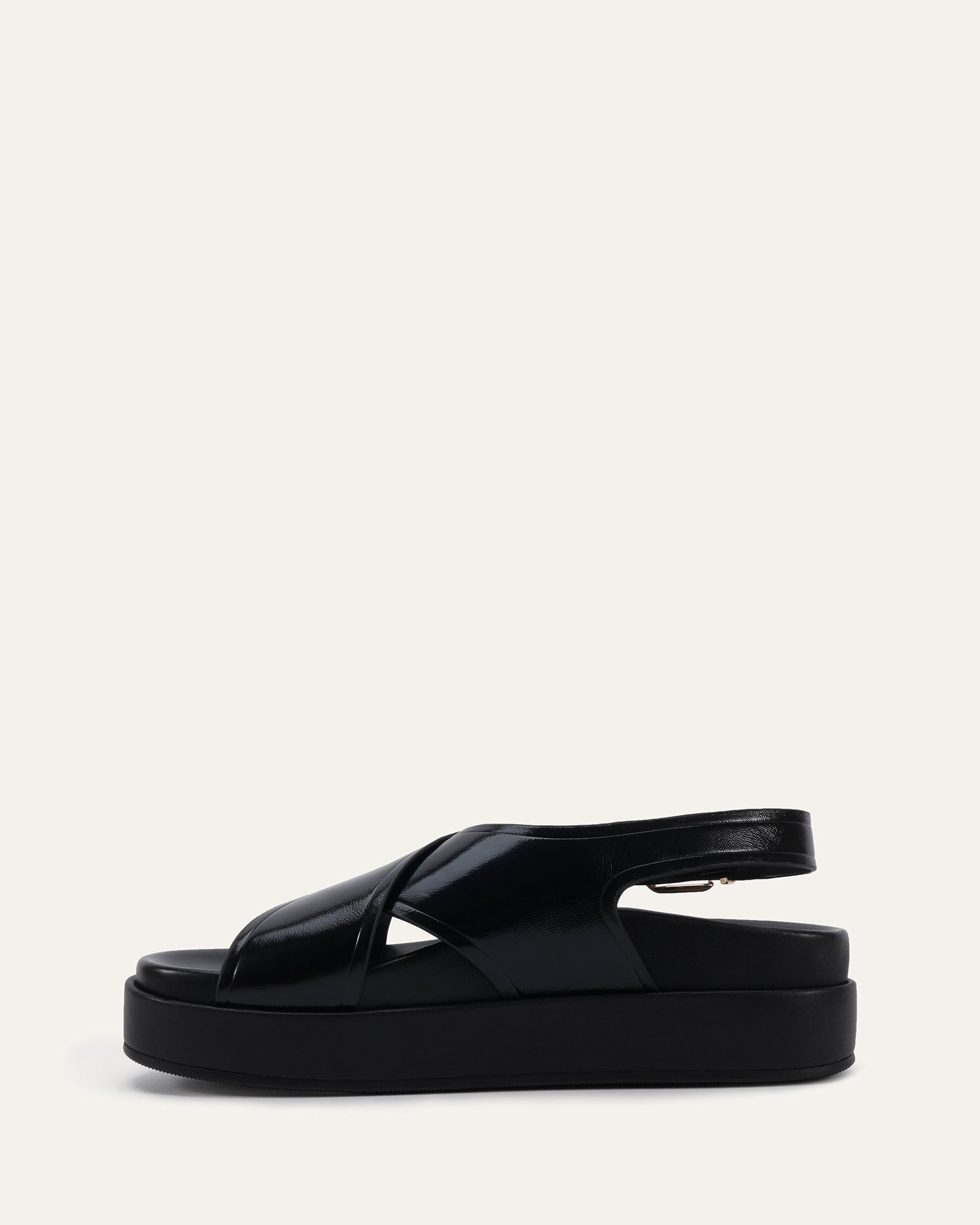 WALT FLAT SANDALS BLACK LEATHER image