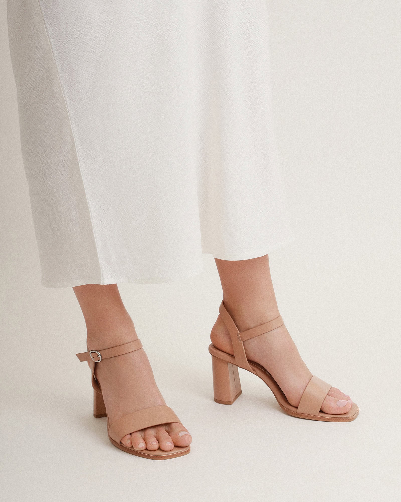 CALAIS HIGH HEEL SANDALS BEIGE LEATHER - Main Image