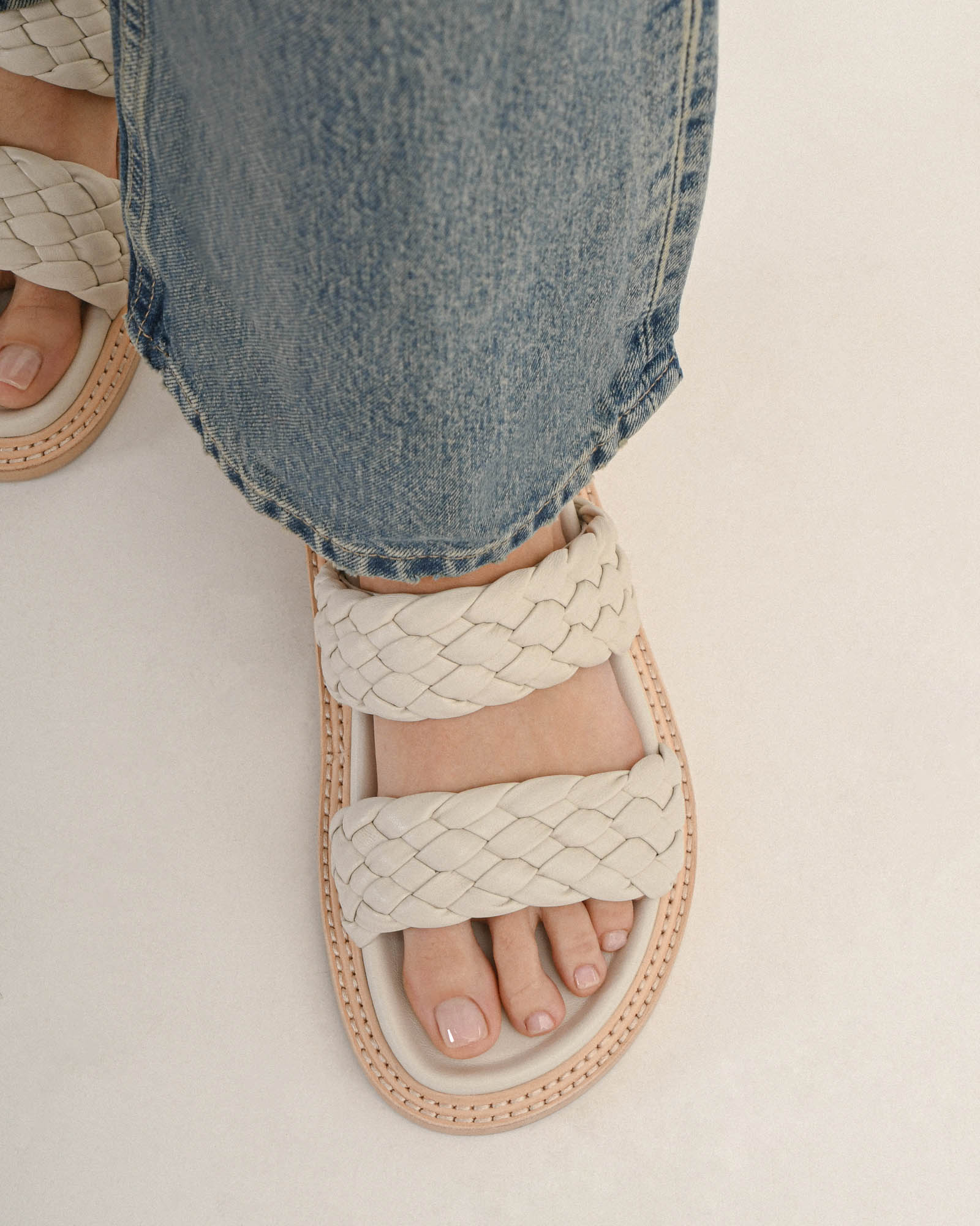 VEGA FLAT SANDALS OFF WHITE LEATHER image