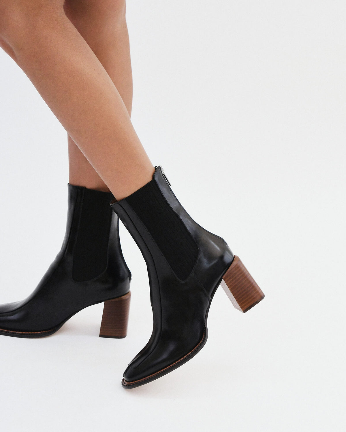 DEVINA MID ANKLE BOOTS BLACK LEATHER