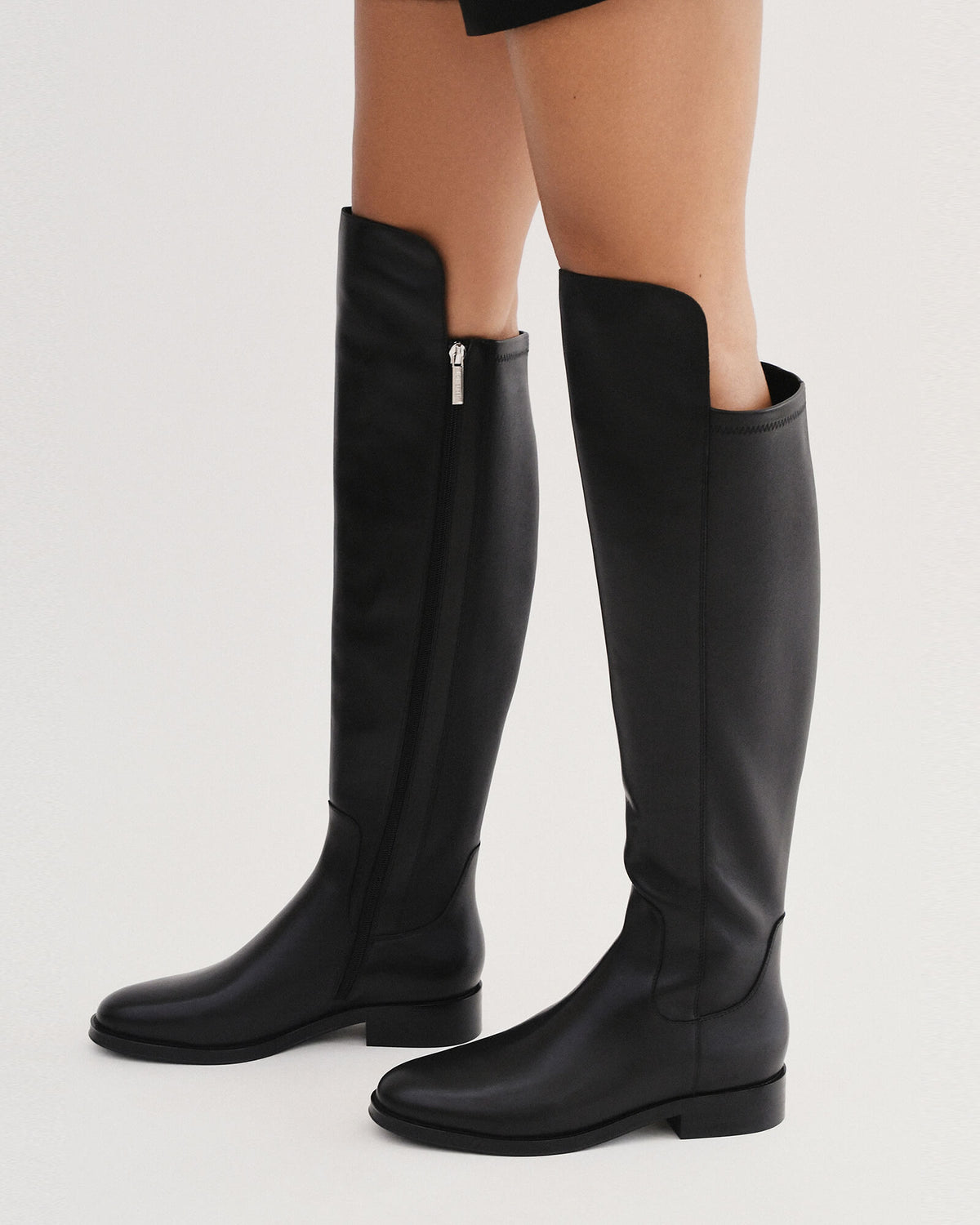 GWEN OVER THE KNEE BOOTS BLACK LEATHER
