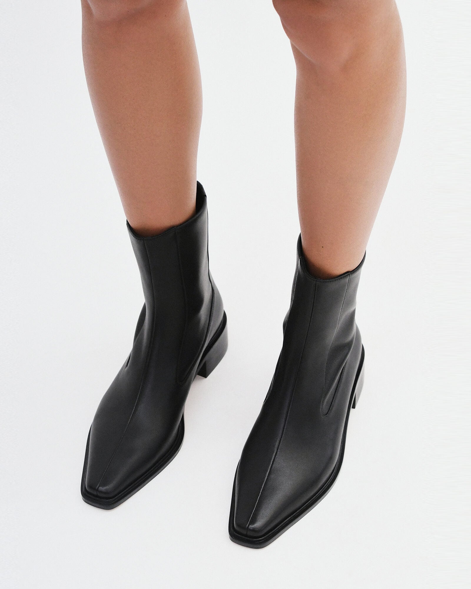 OLYMPIA FLAT ANKLE BOOTS BLACK LEATHER Jo Mercer