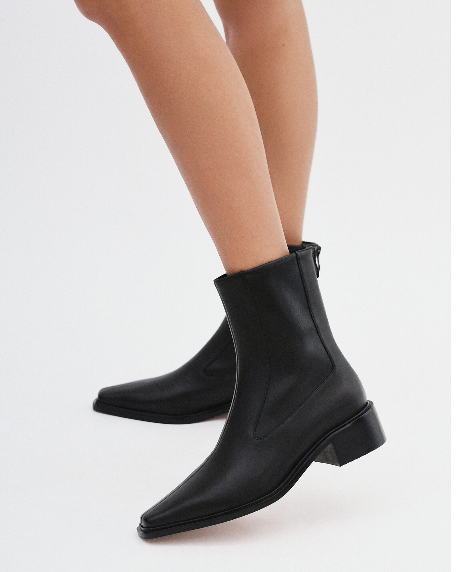 OLYMPIA FLAT ANKLE BOOTS BLACK LEATHER image
