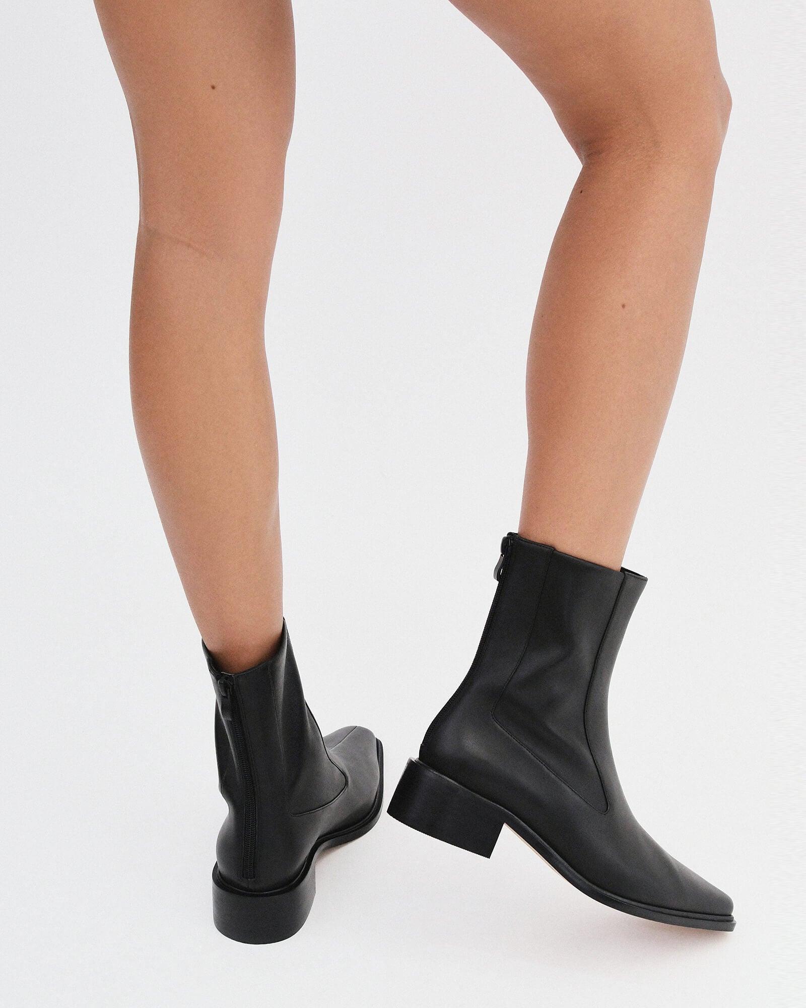 OLYMPIA FLAT ANKLE BOOTS BLACK LEATHER Jo Mercer