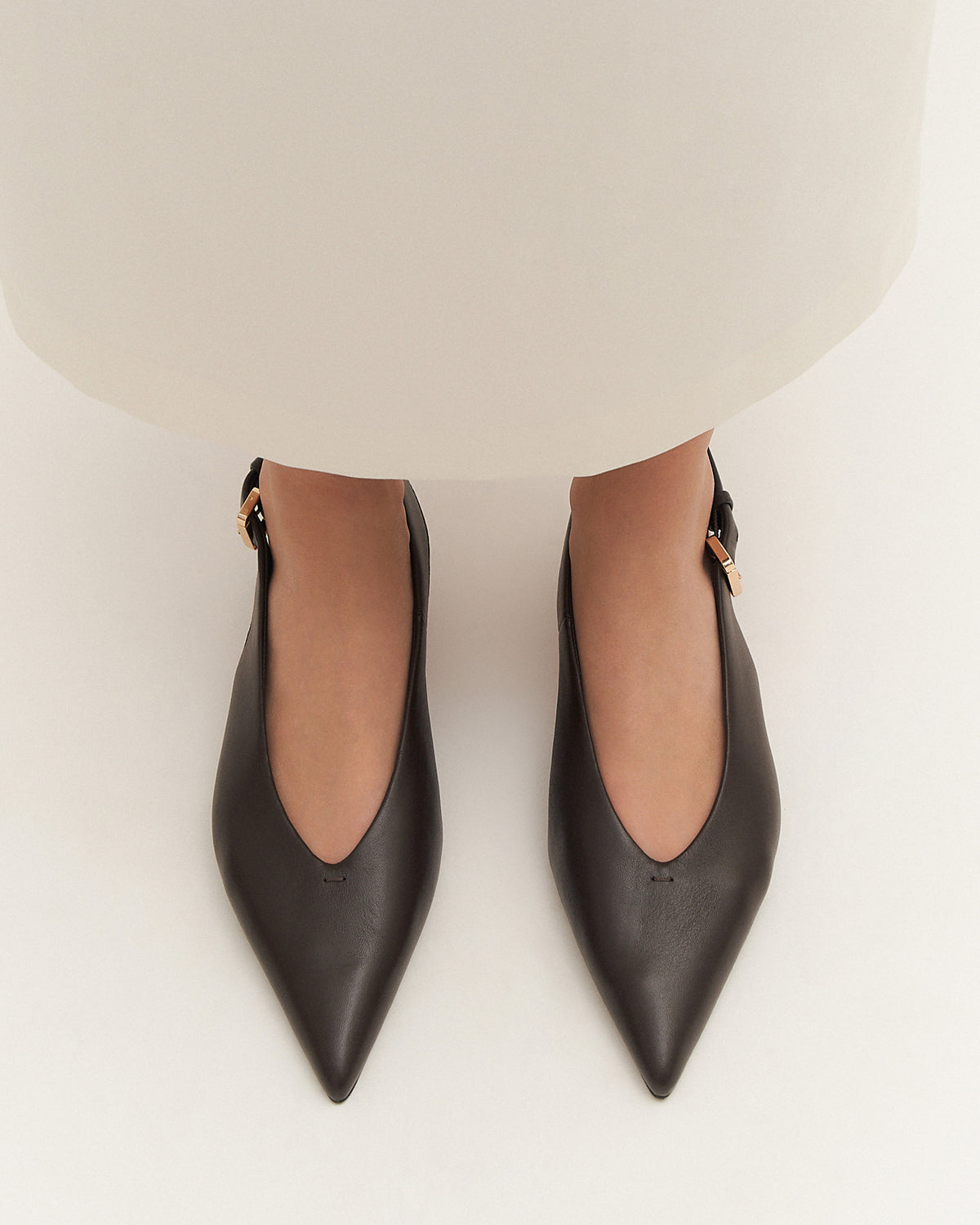 ALBIE DRESS FLATS BITTER CHOC LEATHER