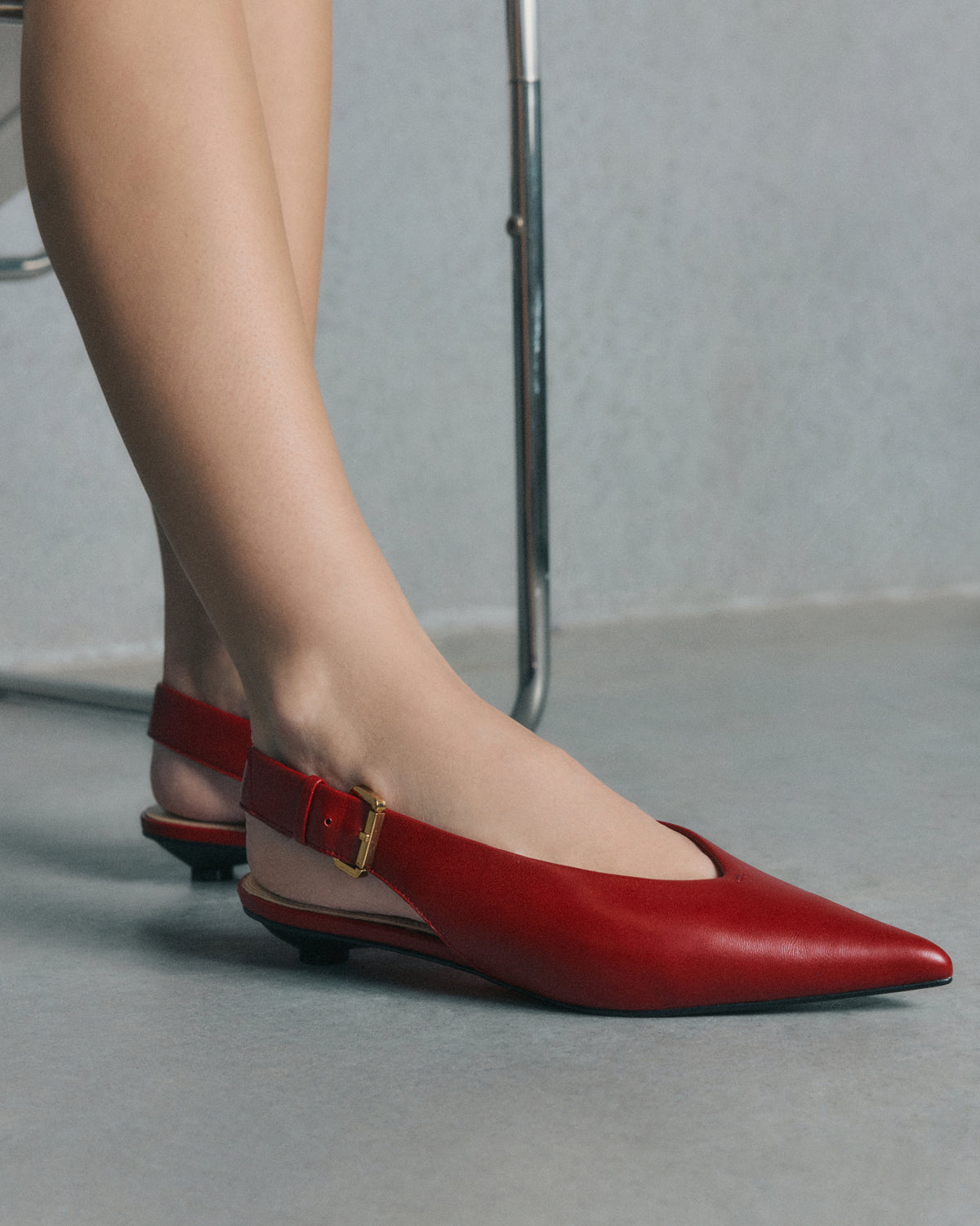 ALBIE DRESS FLATS RUBY RED LEATHER