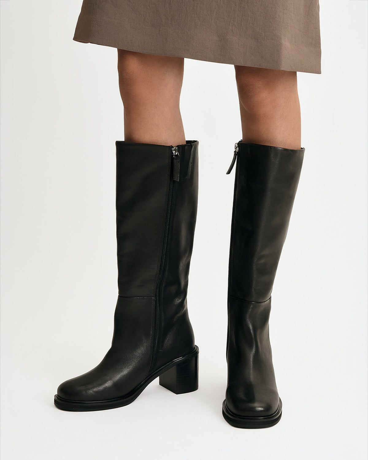 ALEXIS KNEE BOOTS BLACK LEATHER