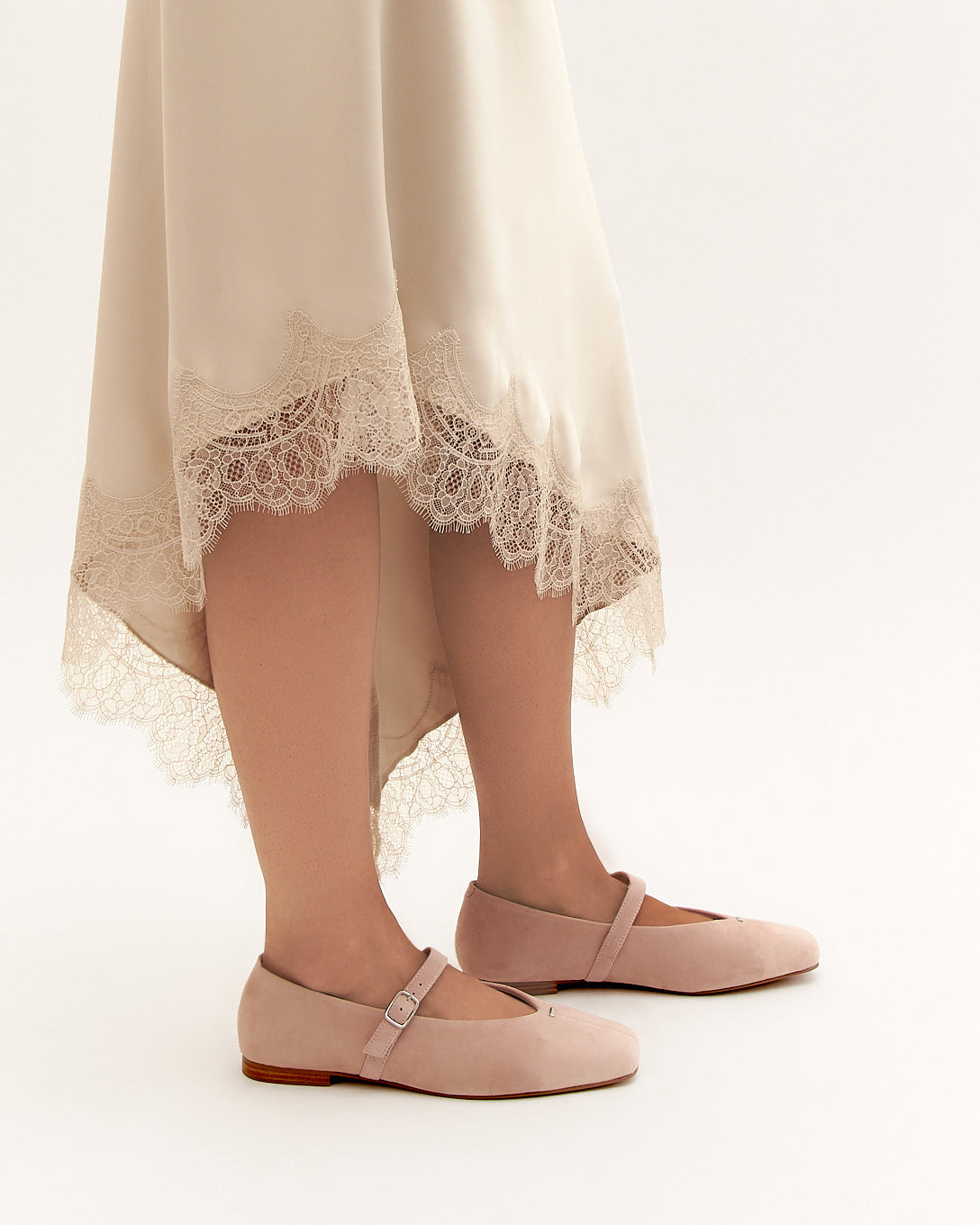 APRIL CASUAL FLATS PALE PINK SUEDE