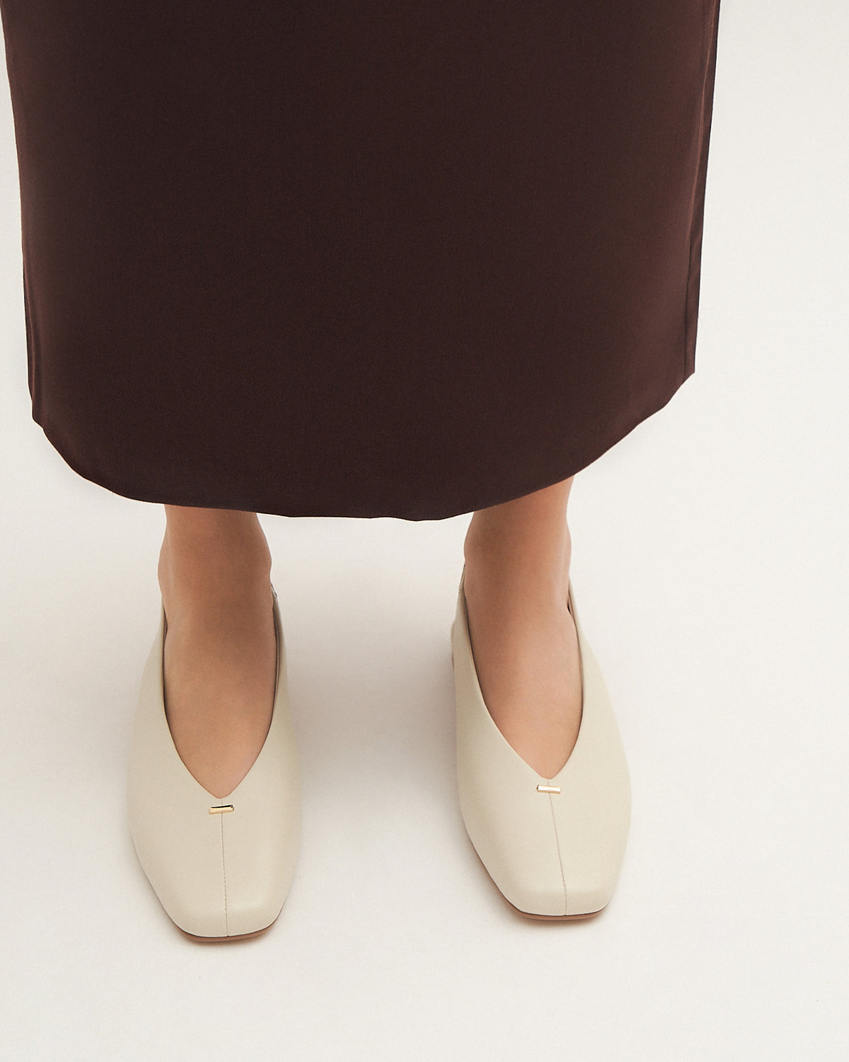 ASHLEE DRESS FLATS OFF WHITE LEATHER