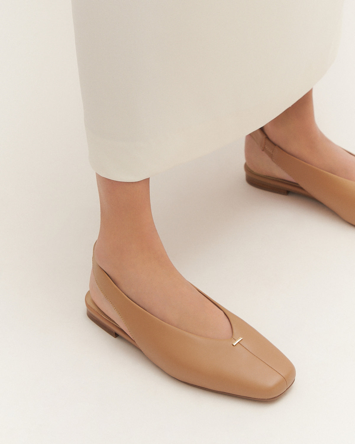 ASHLEE DRESS FLATS TAN LEATHER
