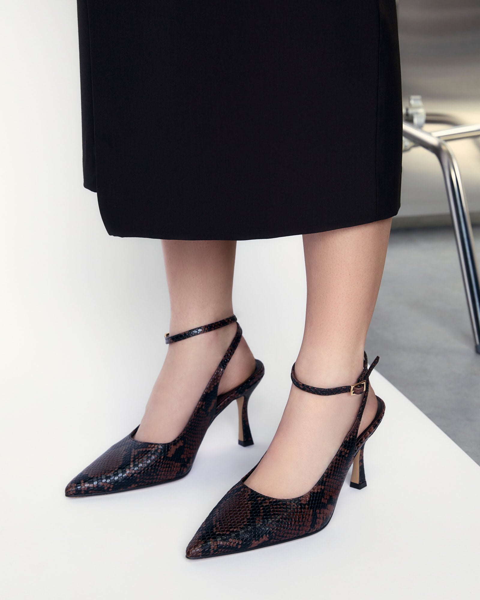 AVA HIGH HEELS DARK SNAKE PRINT LEATHER image
