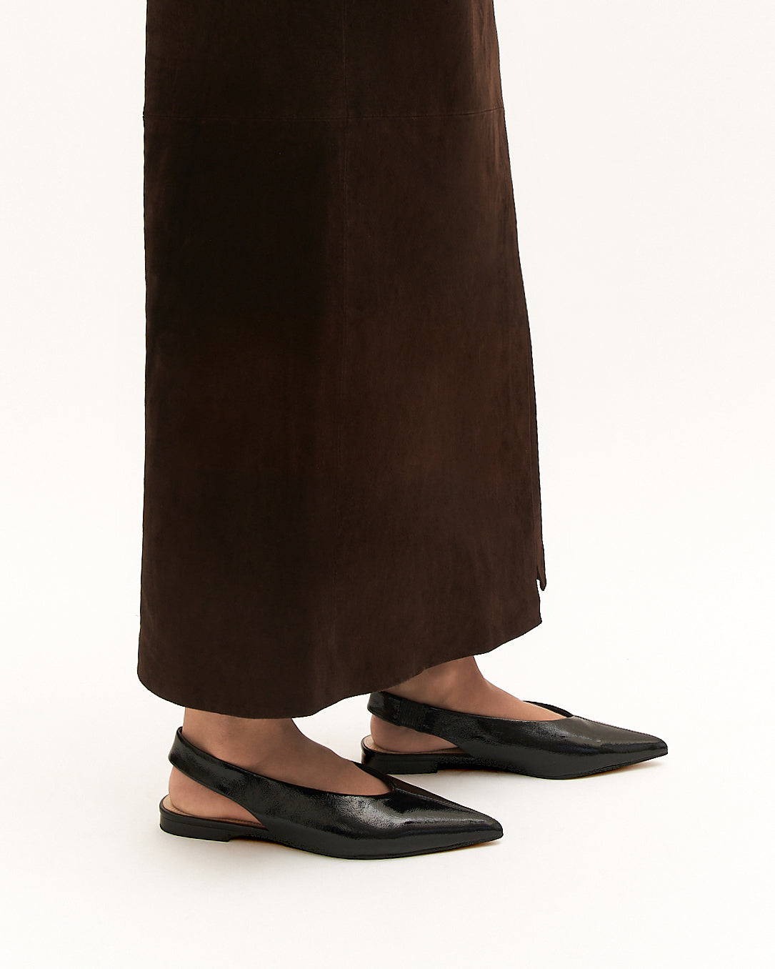 DAPHNE DRESS FLATS BLACK CRINKLE PATENT