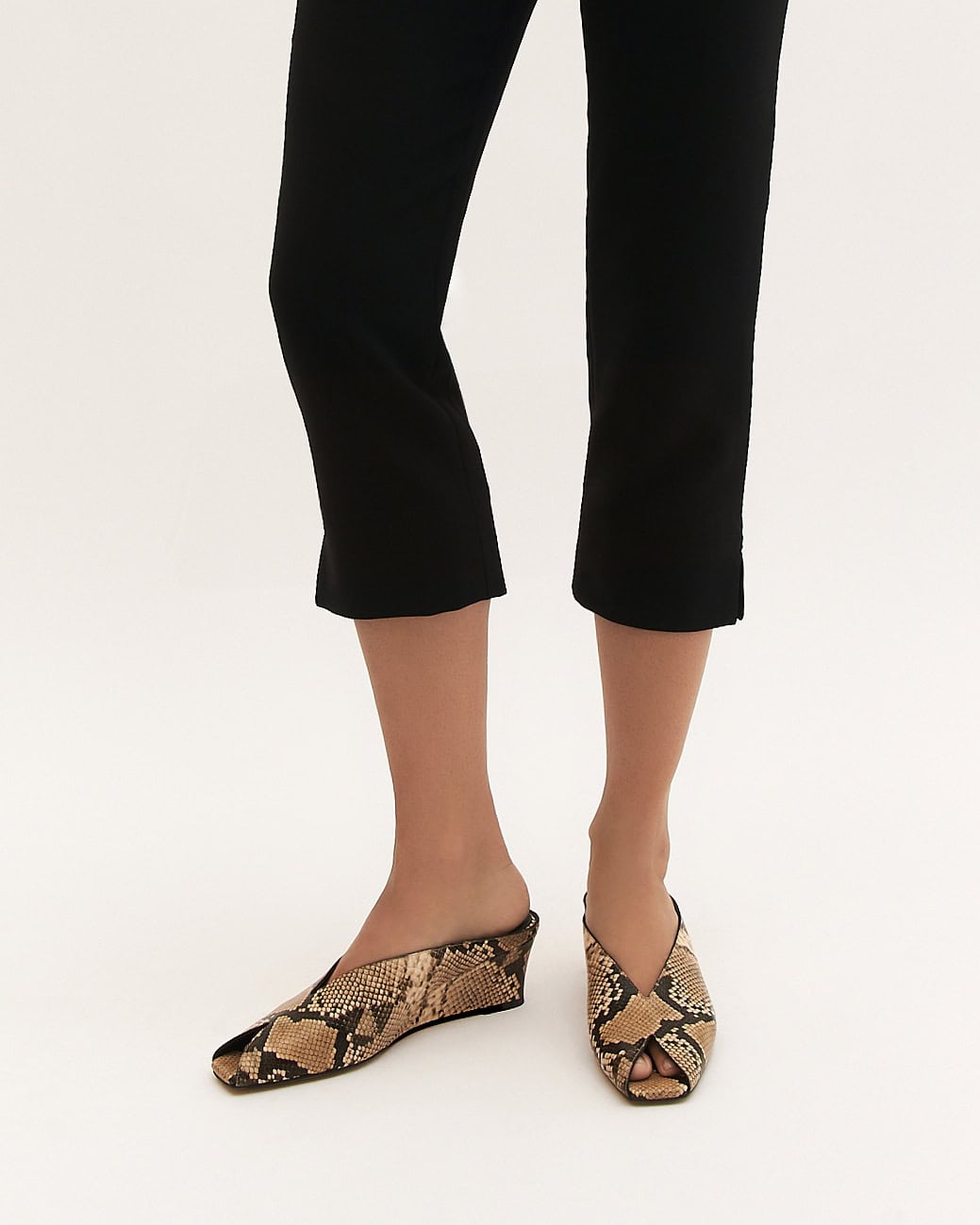 FERRIS MID HEEL SANDALS BEIGE SNAKE PRINT LEATHER image