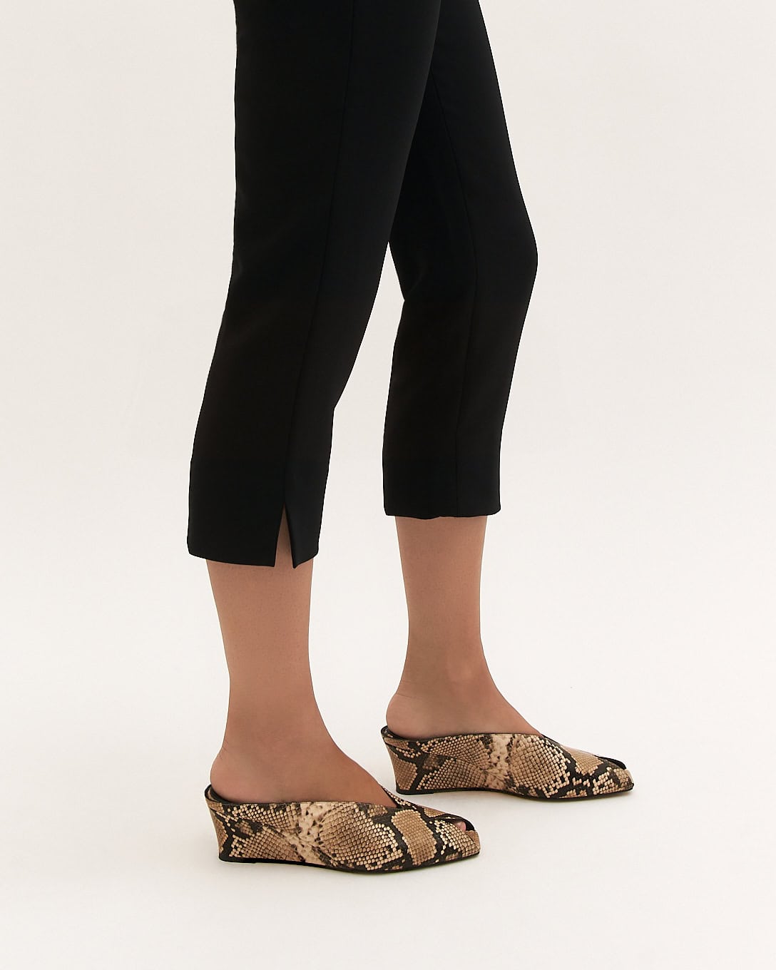 FERRIS MID HEEL SANDALS BEIGE SNAKE PRINT LEATHER