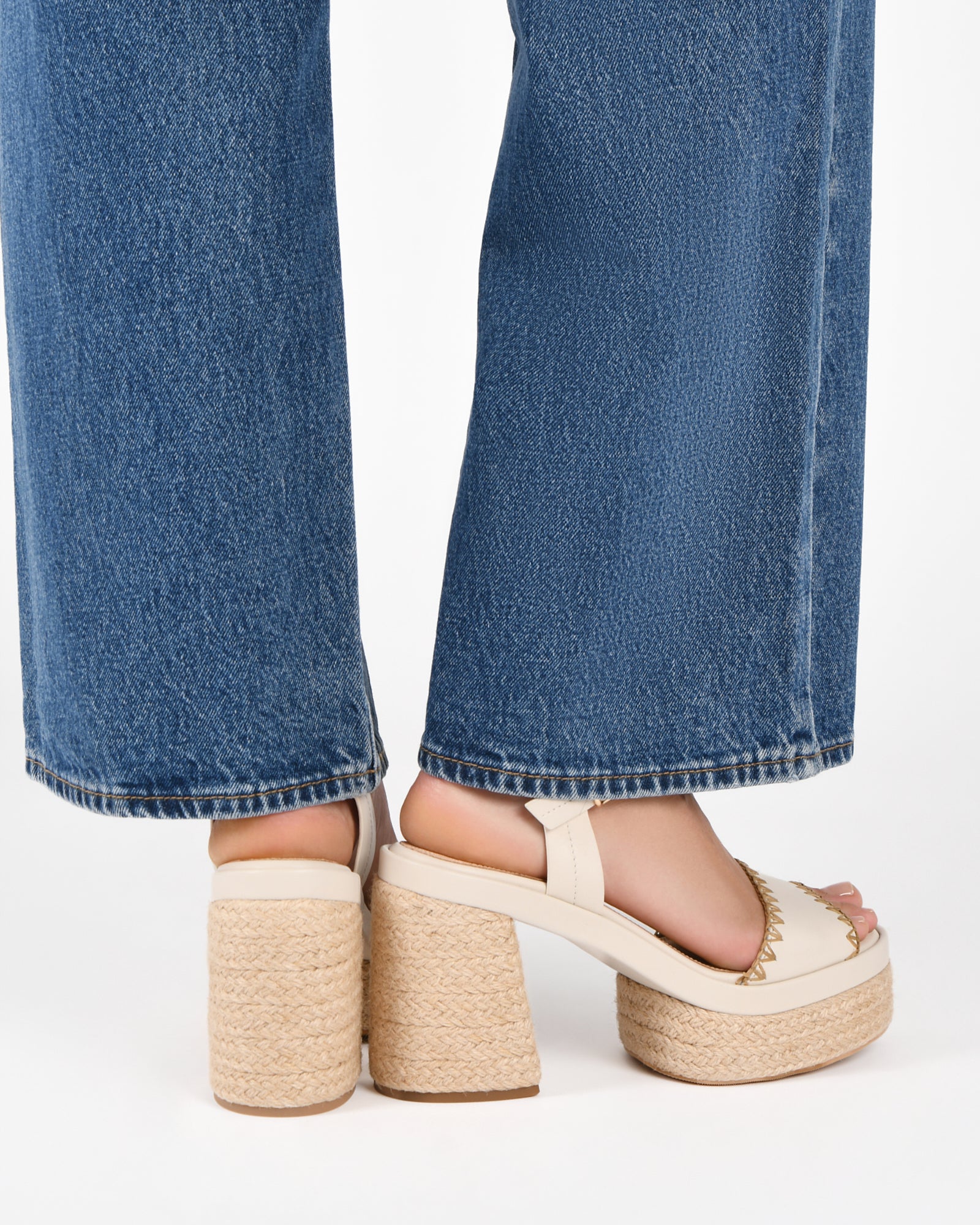 FISHER HIGH HEEL PLATFORM SANDALS OFF WHITE LEATHER image