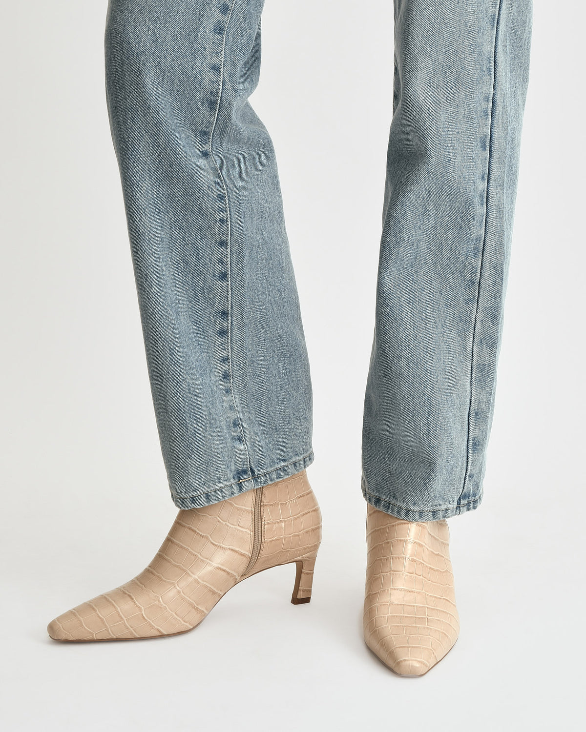 GABBY MID ANKLE BOOTS BEIGE CROC