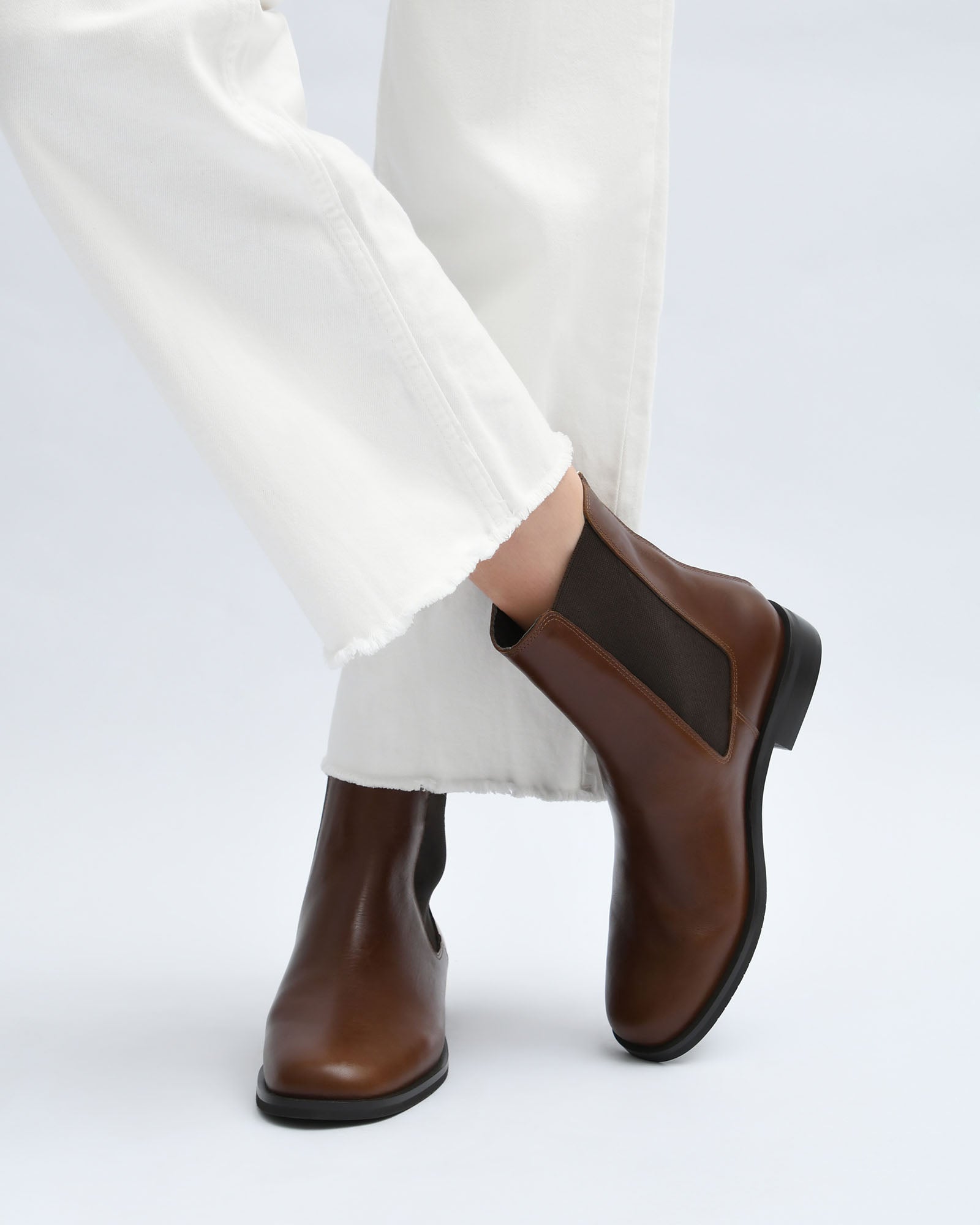 Jo Mercer Brown Leather Flat Ankle Boots Mason Flat Ankle Boots By