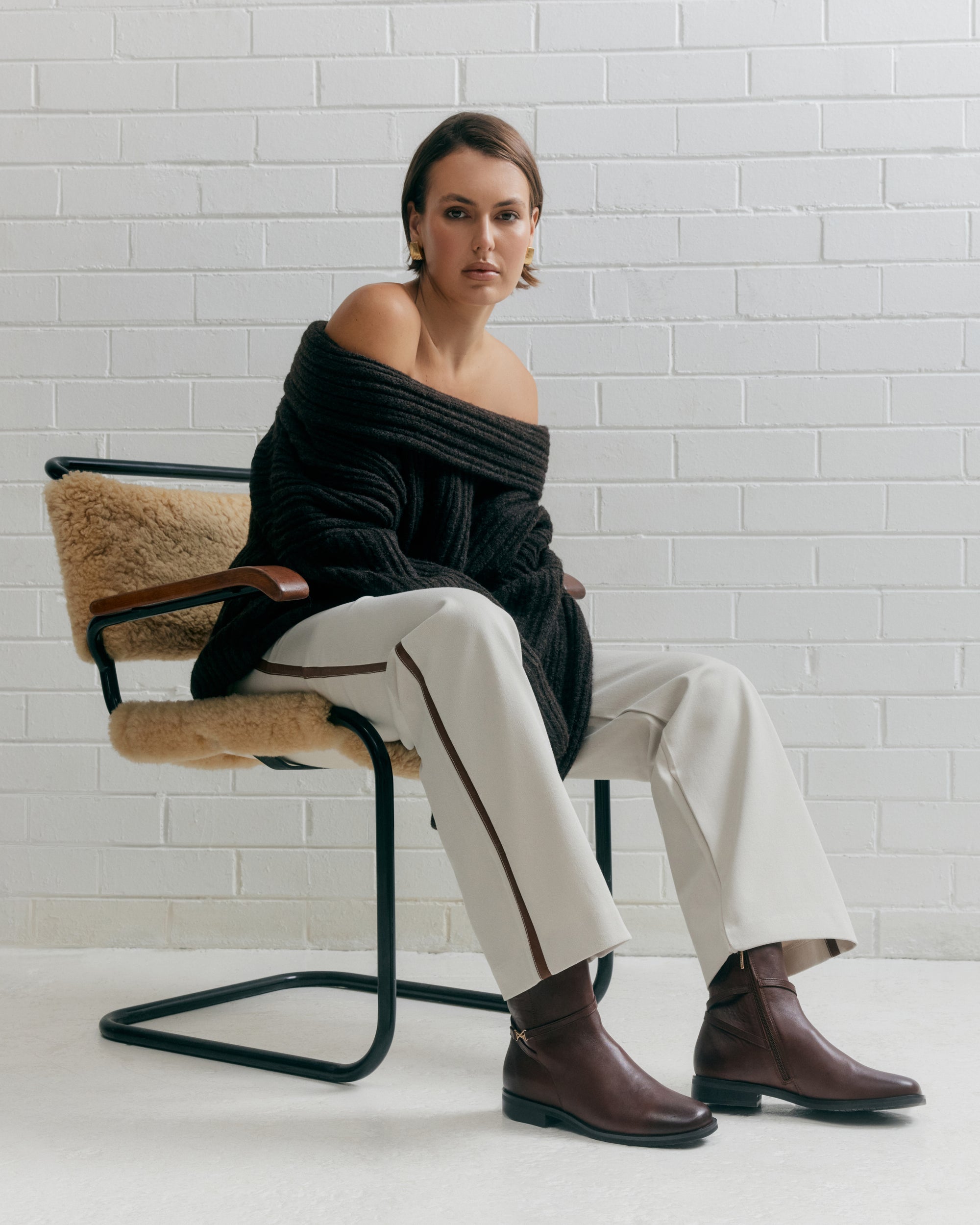 GILBERT FLAT ANKLE BOOTS CHESTNUT LEATHER image