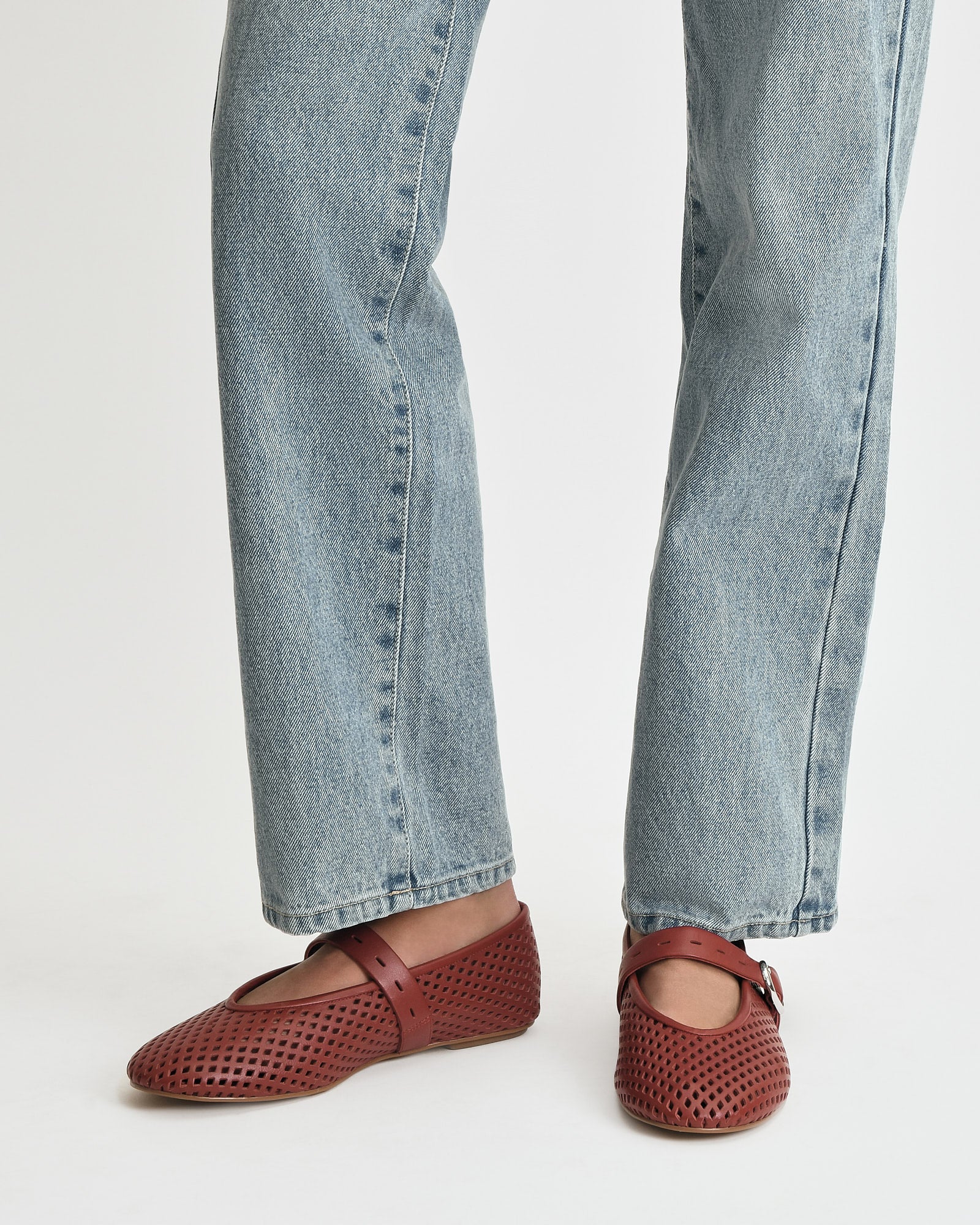 GINGER BALLET FLATS RUBY RED LEATHER image