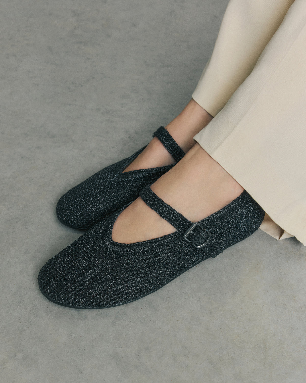 GEORGIE BALLET FLATS BLACK METALLIC