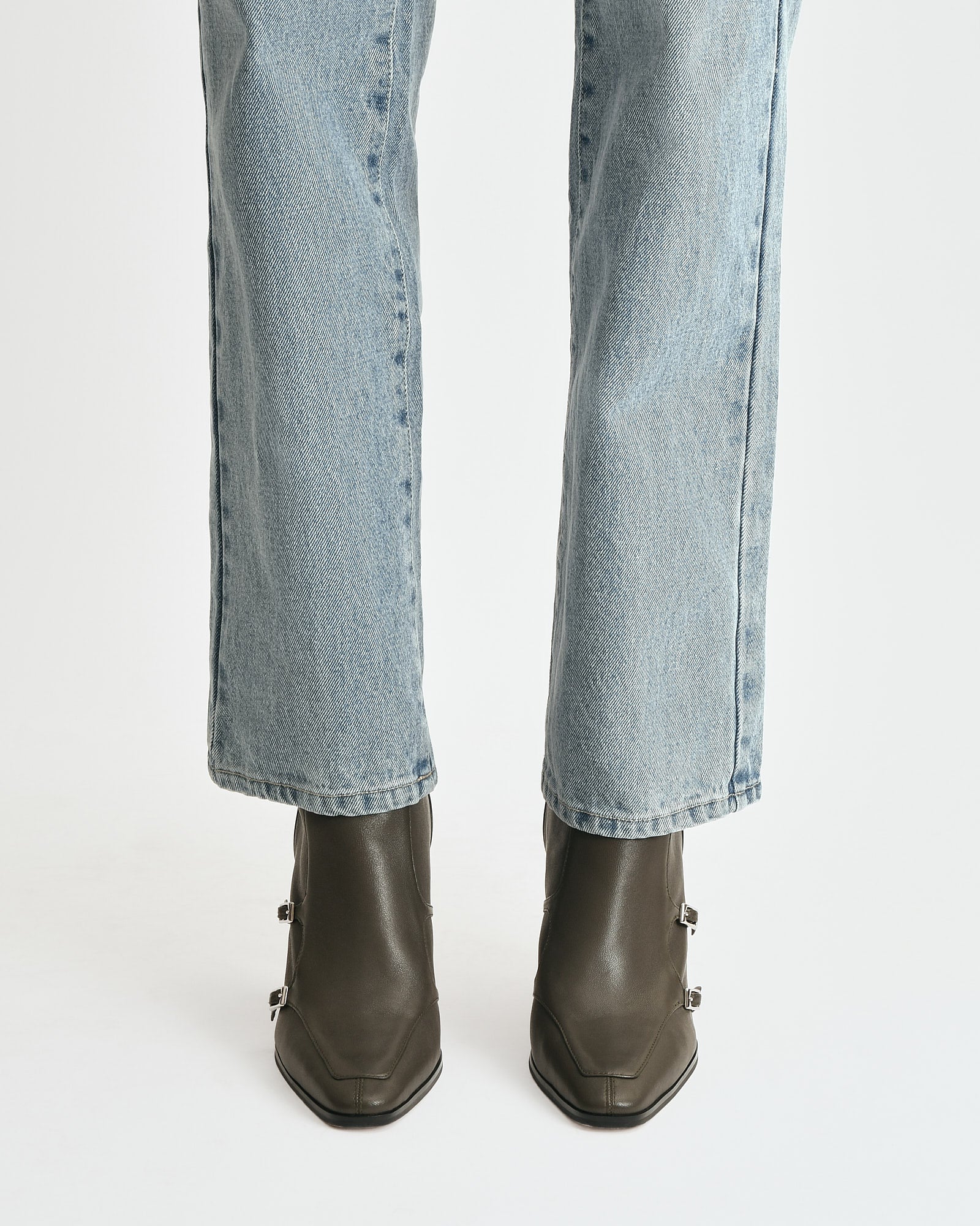 JAIMEE HIGH ANKLE BOOTS DARK OLIVE LEATHER image