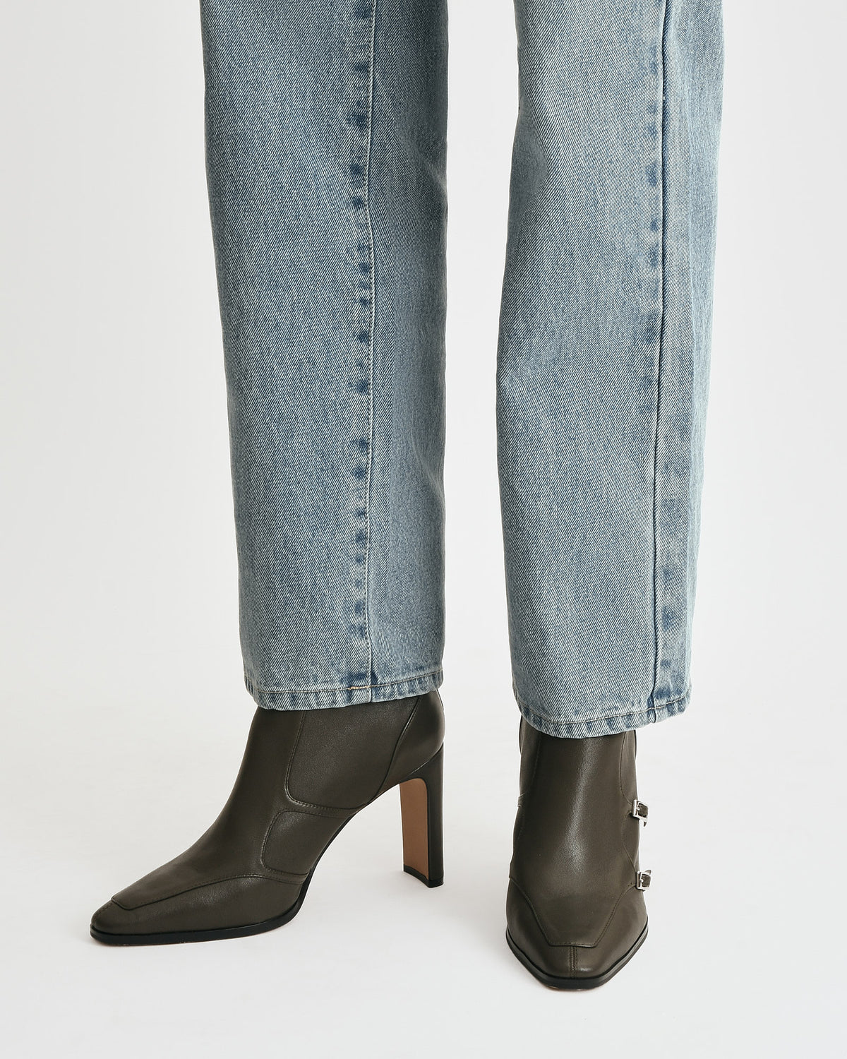 JAIMEE HIGH ANKLE BOOTS DARK OLIVE LEATHER