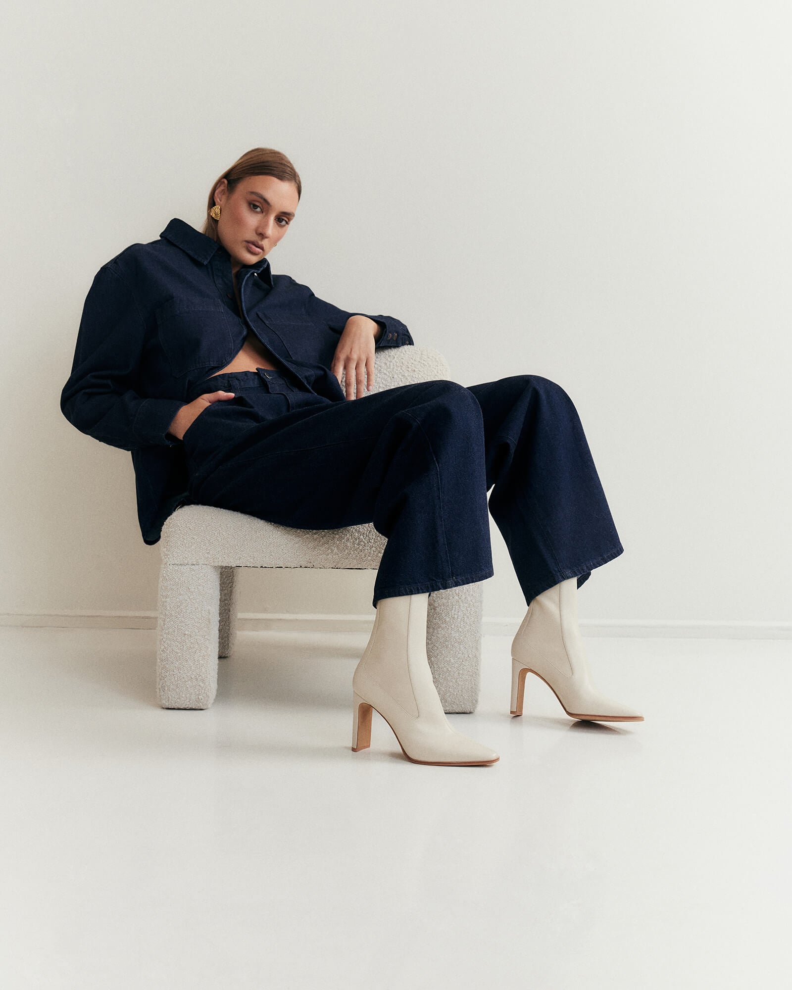 JUNE HIGH ANKLE BOOTS OFF WHITE LEATHER image