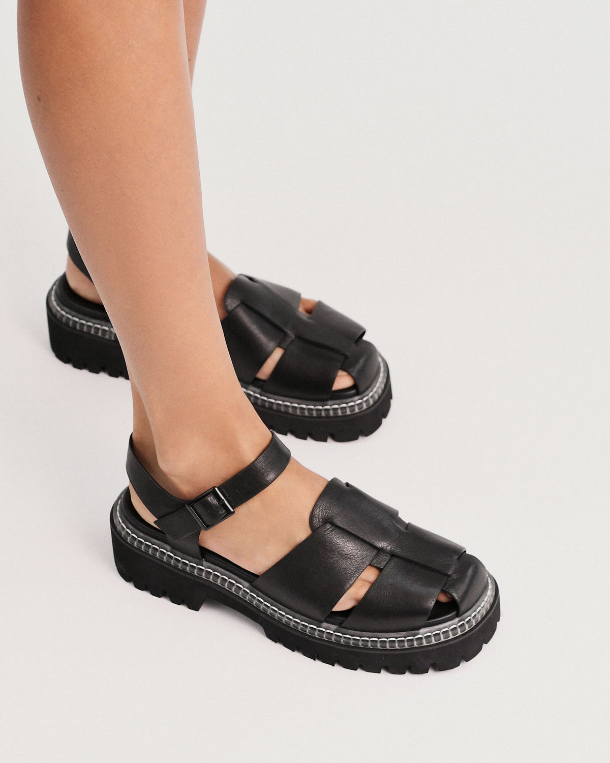 KENDO CASUAL FLATS BLACK LEATHER