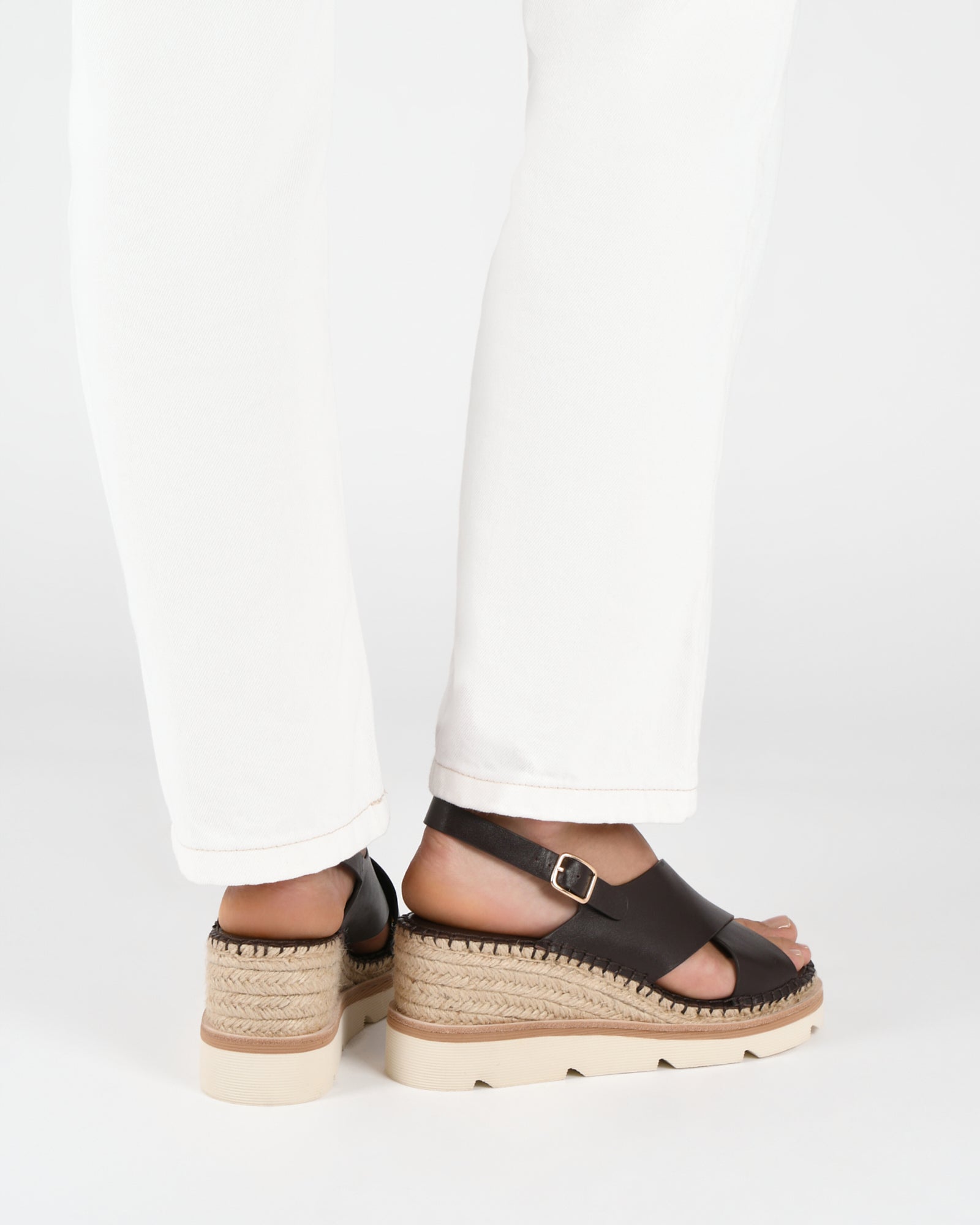 KIMBERLEY MID WEDGE SANDALS BITTER CHOC LEATHER image