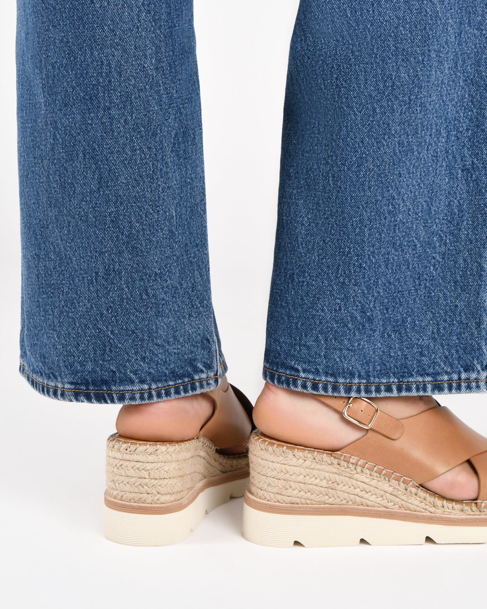 KIMBERLEY MID WEDGE SANDALS TAN LEATHER image