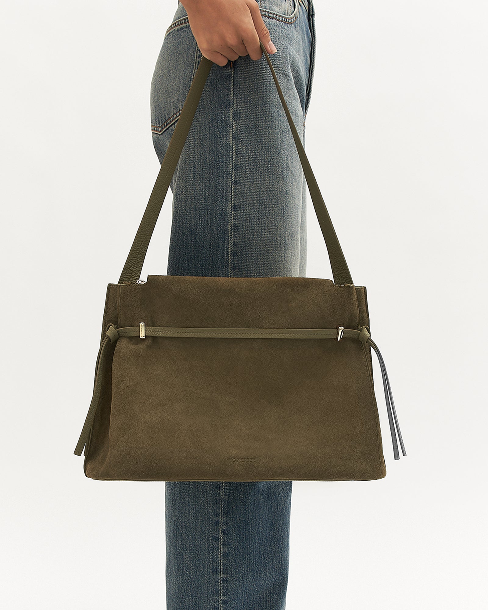 KORA TOTE BAG OLIVE SUEDE image