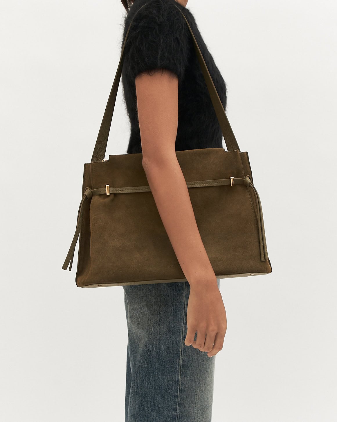 KORA TOTE BAG OLIVE SUEDE image