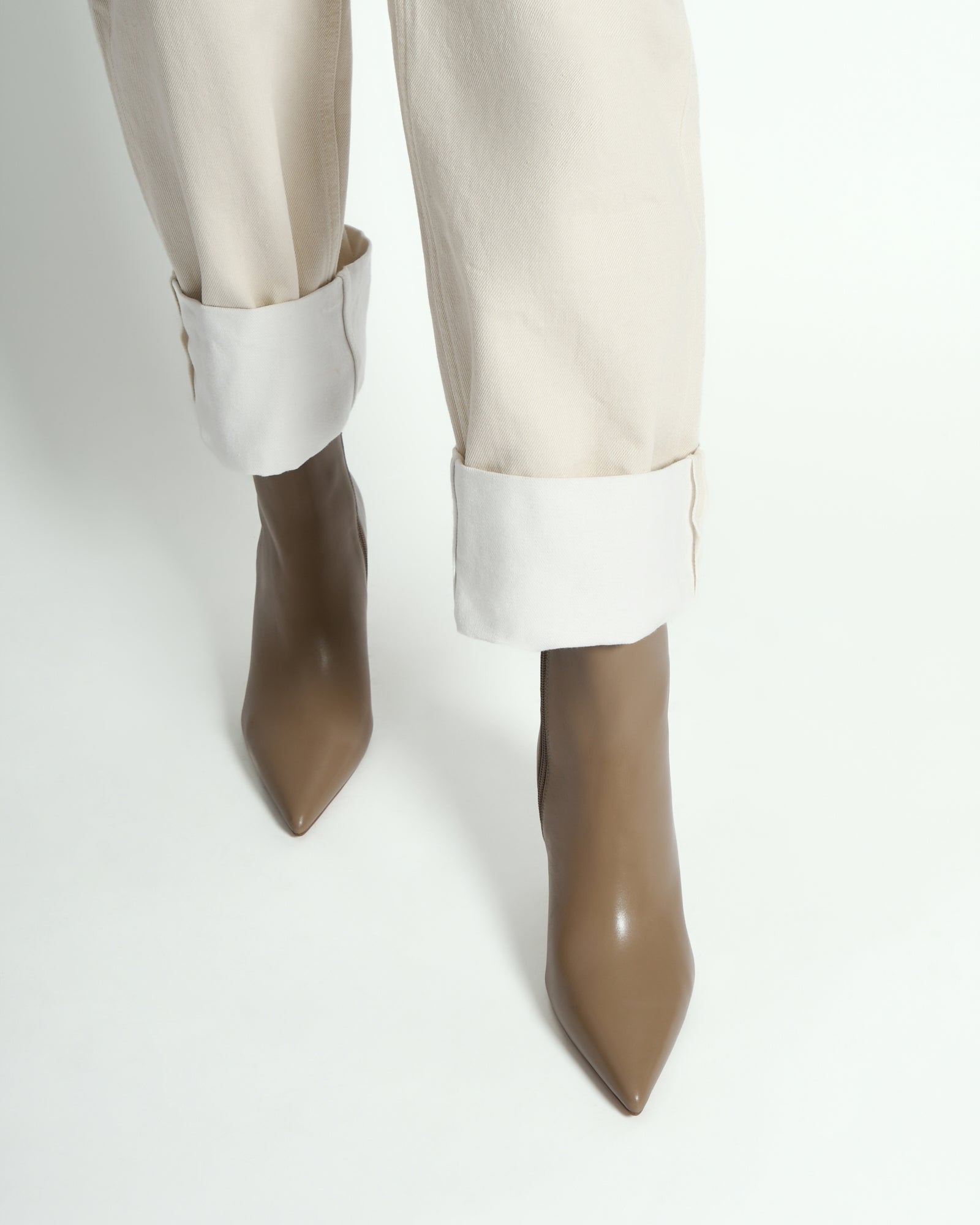 LOTTIE HIGH ANKLE BOOTS TAUPE LEATHER image