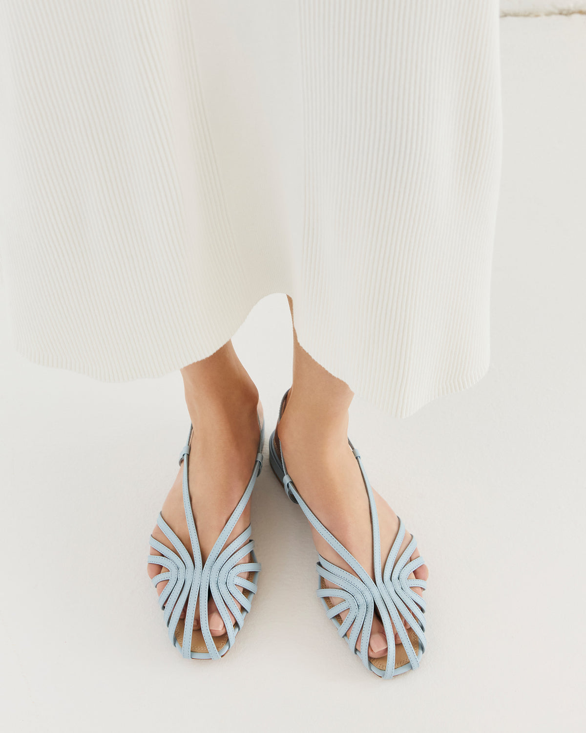MAEVE FLAT SANDALS ICE BLUE LEATHER