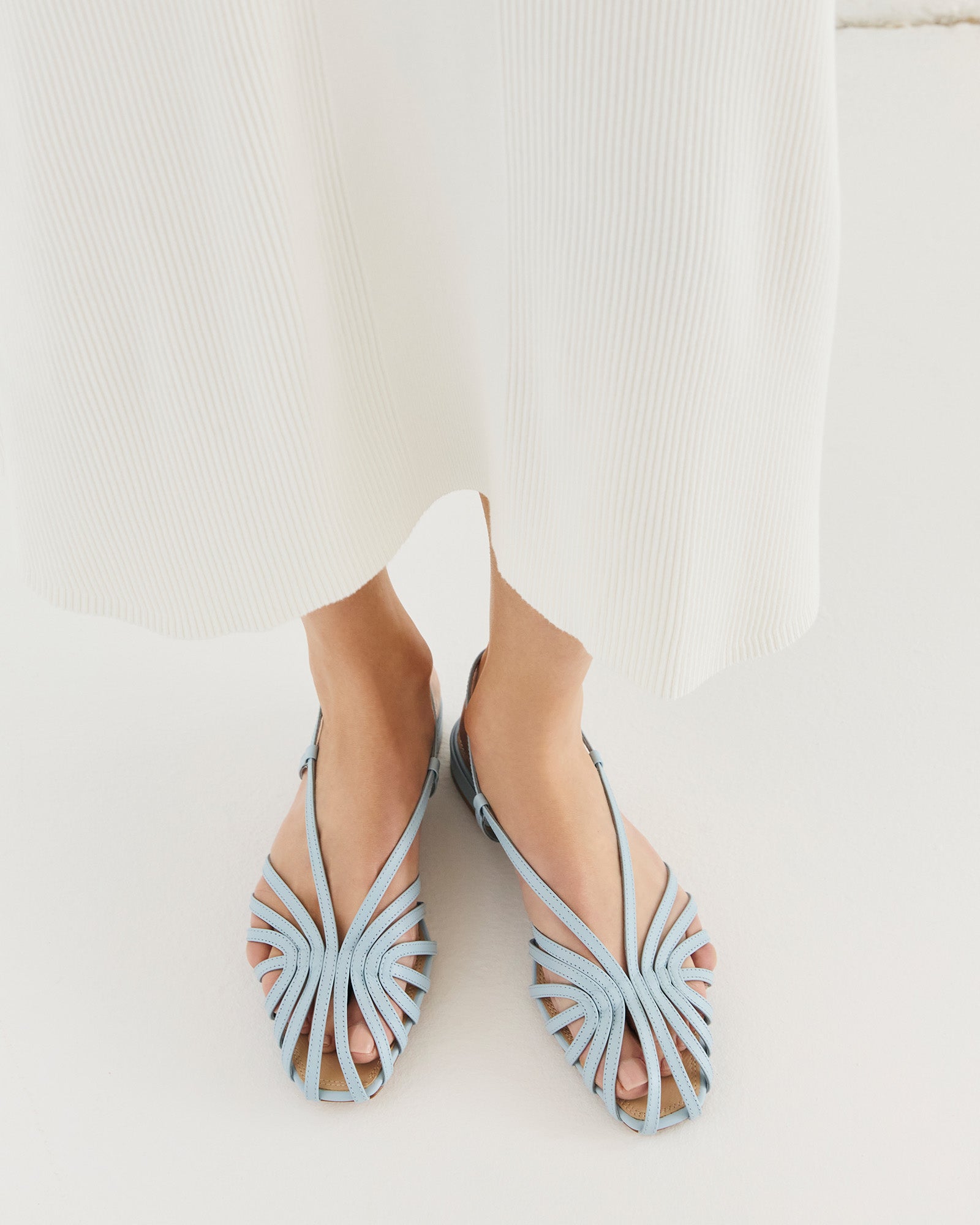MAEVE FLAT SANDALS ICE BLUE LEATHER image