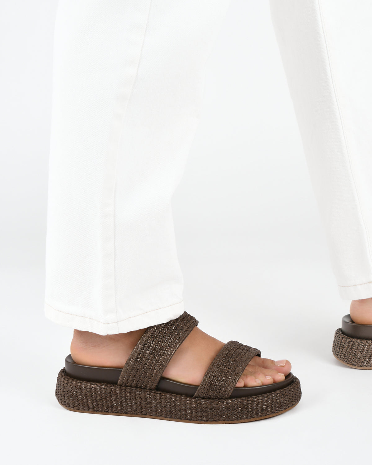 MARCO FLAT SANDALS BITTER CHOC RAFFIA