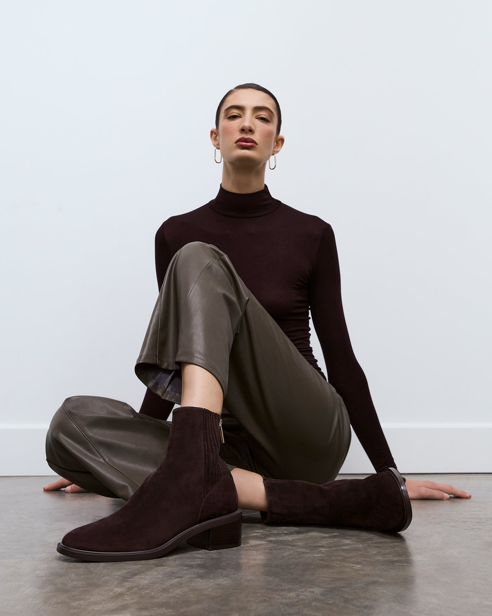 MASON FLAT ANKLE BOOTS BITTER CHOC SUEDE - Jo Mercer