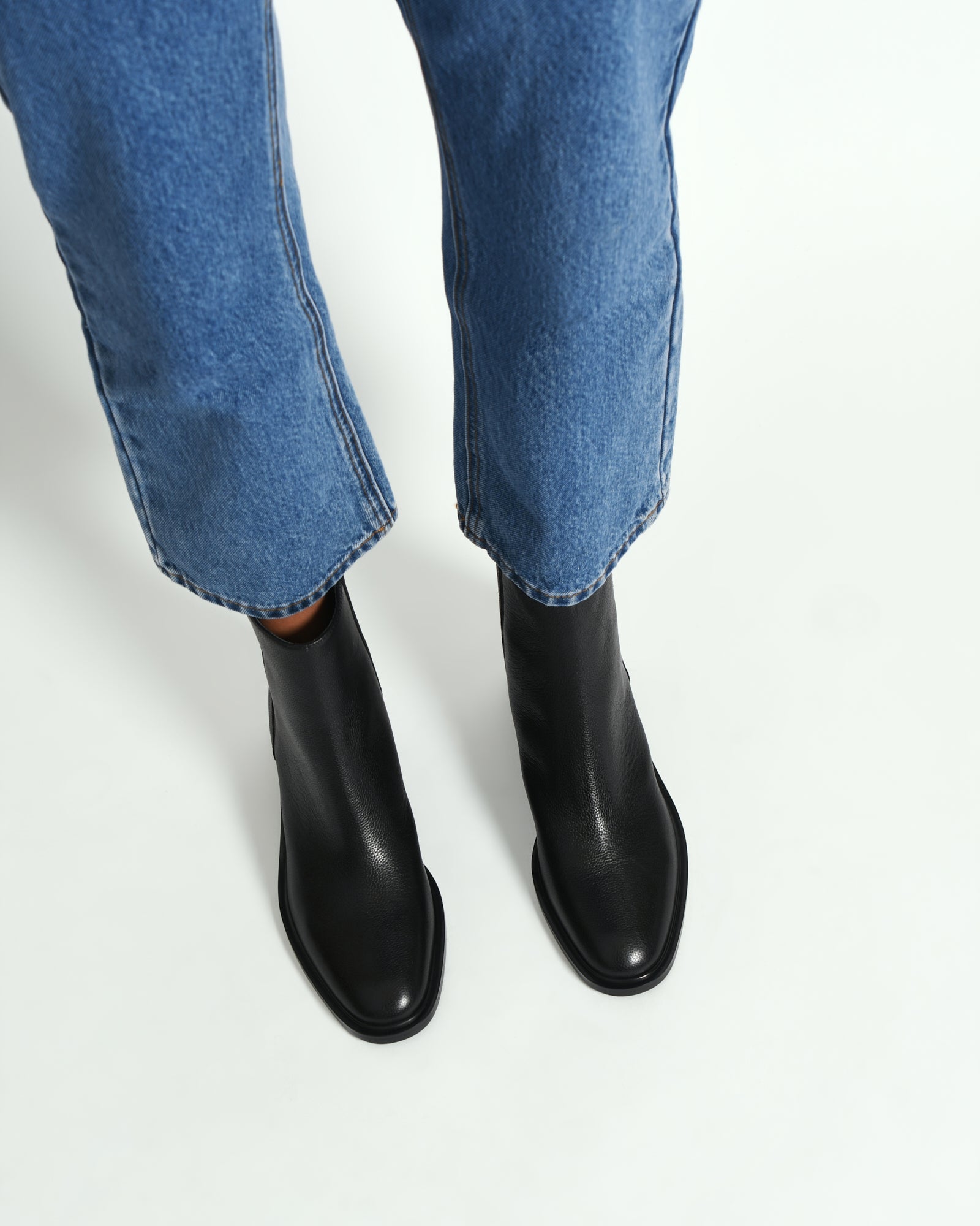 Ladies Boots Denim Flat Boots Jeane Black Suede Knee High Flat