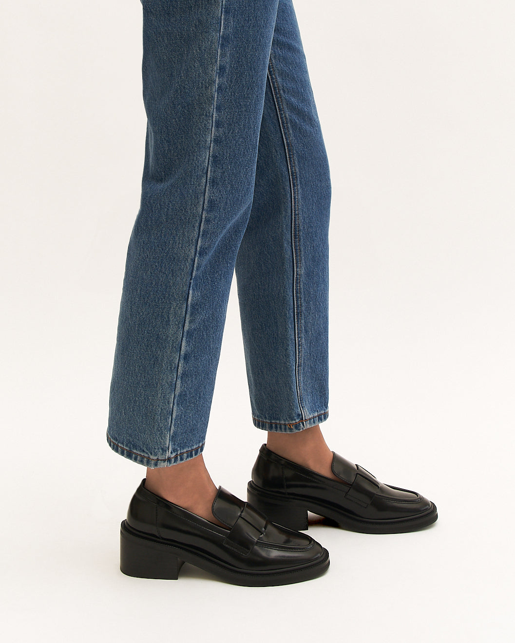MATTHIAS LOW HEELS BLACK LEATHER - Jo Mercer