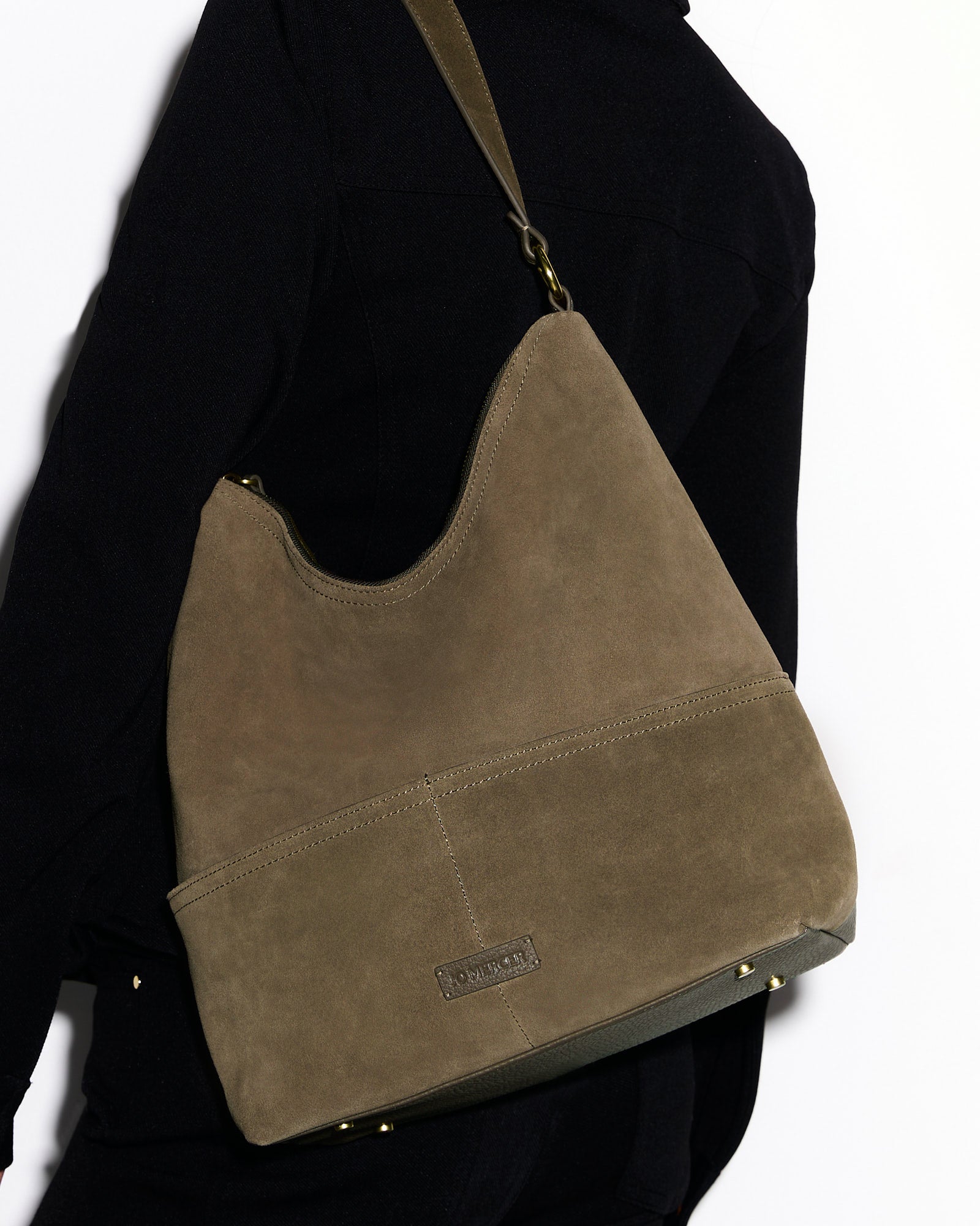 MICAH SHOULDER BAG OLIVE SUEDE image