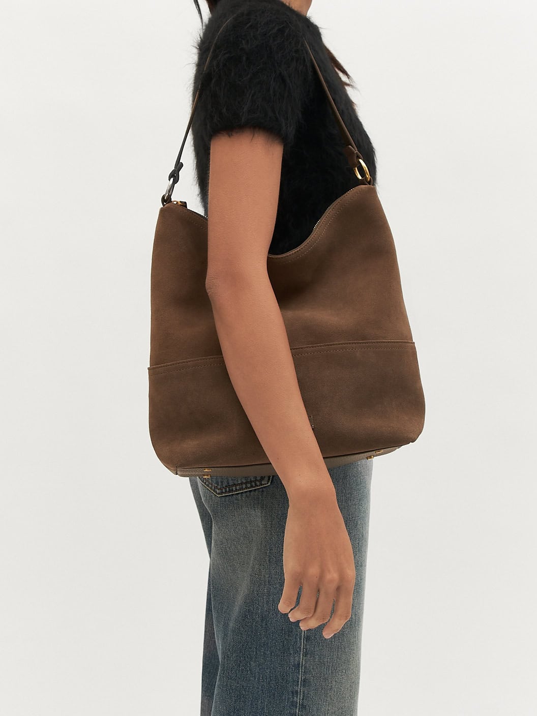 MICAH SHOULDER BAG OLIVE SUEDE image