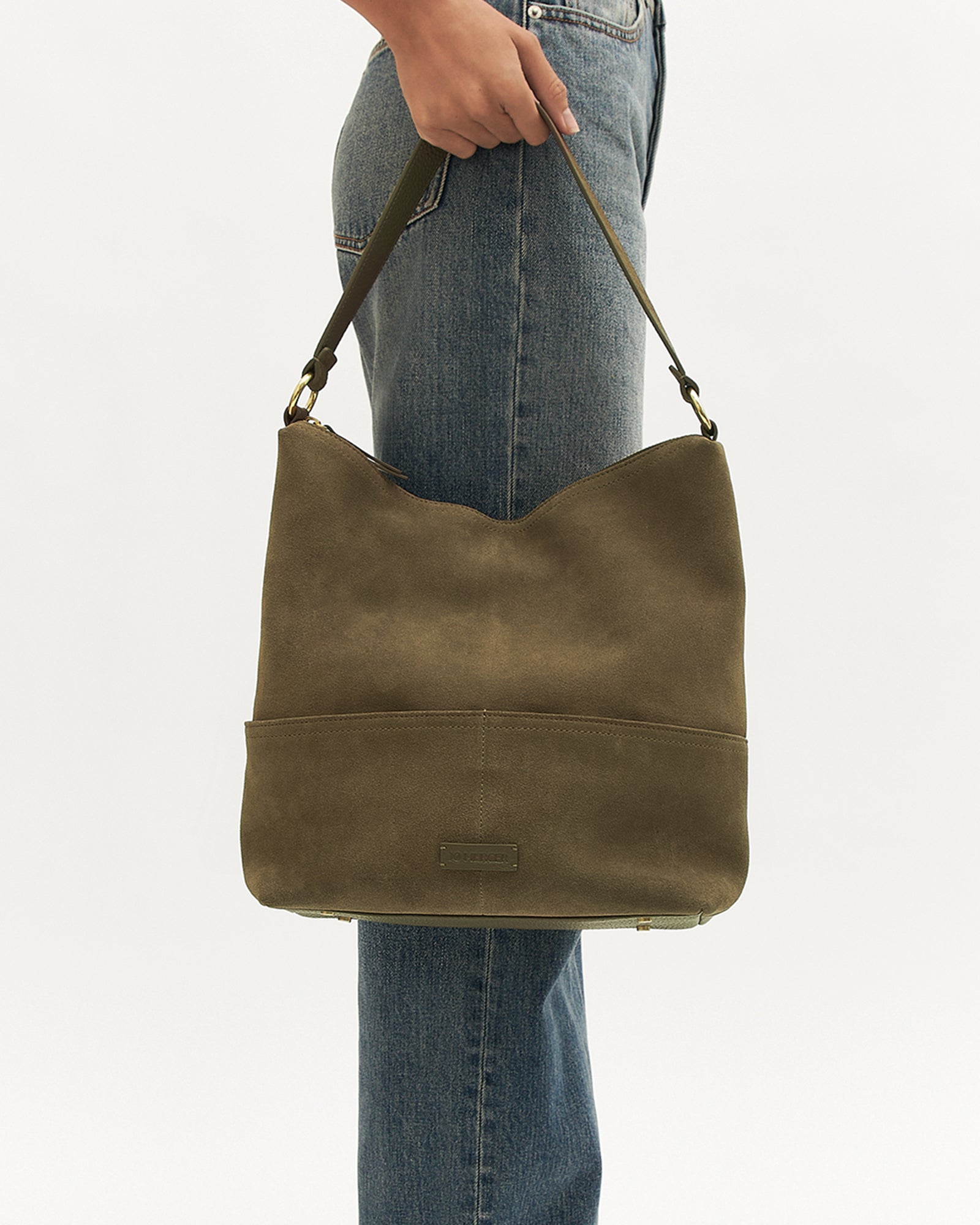 MICAH SHOULDER BAG OLIVE SUEDE image