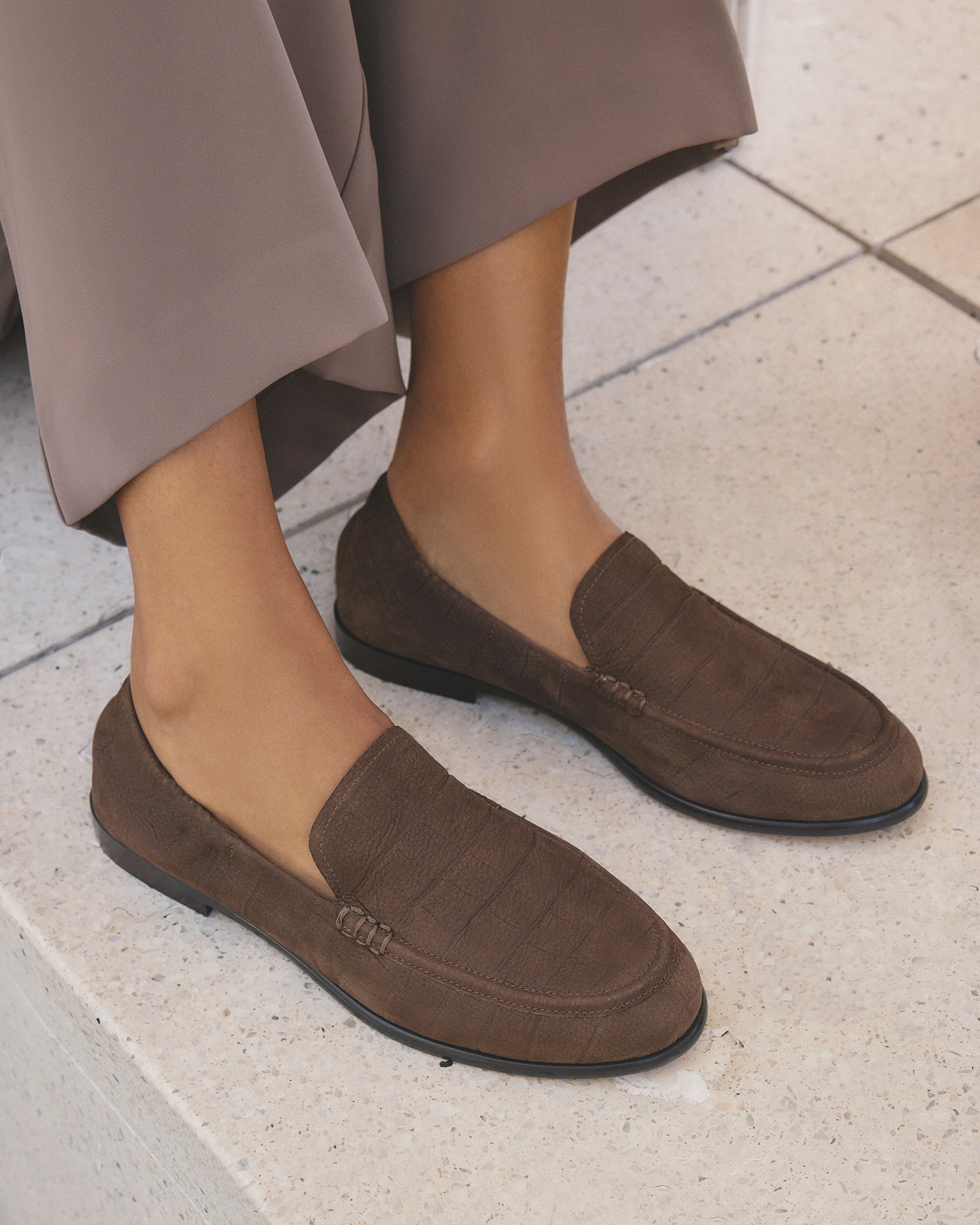 MILLICENT LOAFERS BITTER CHOC CROC - Jo Mercer