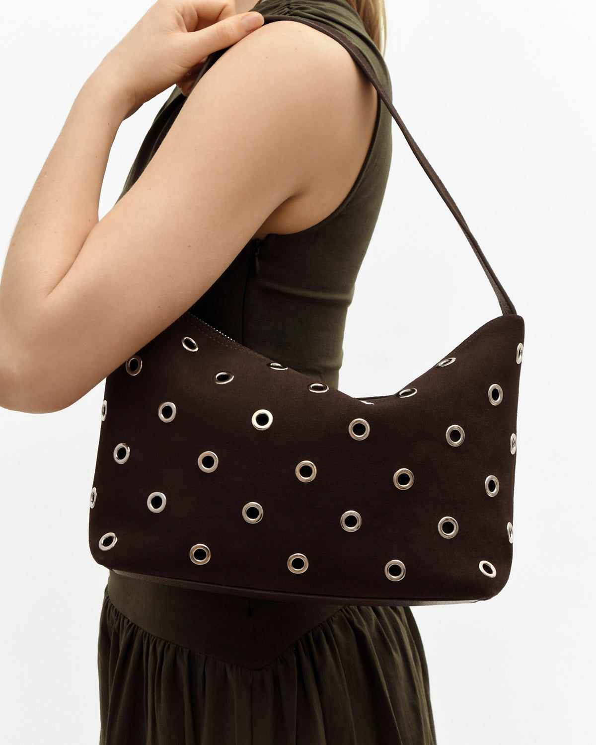 MORRIS SHOULDER BAG BITTER CHOC SUEDE