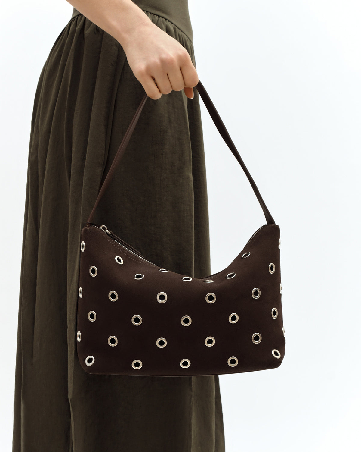 MORRIS SHOULDER BAG BITTER CHOC SUEDE