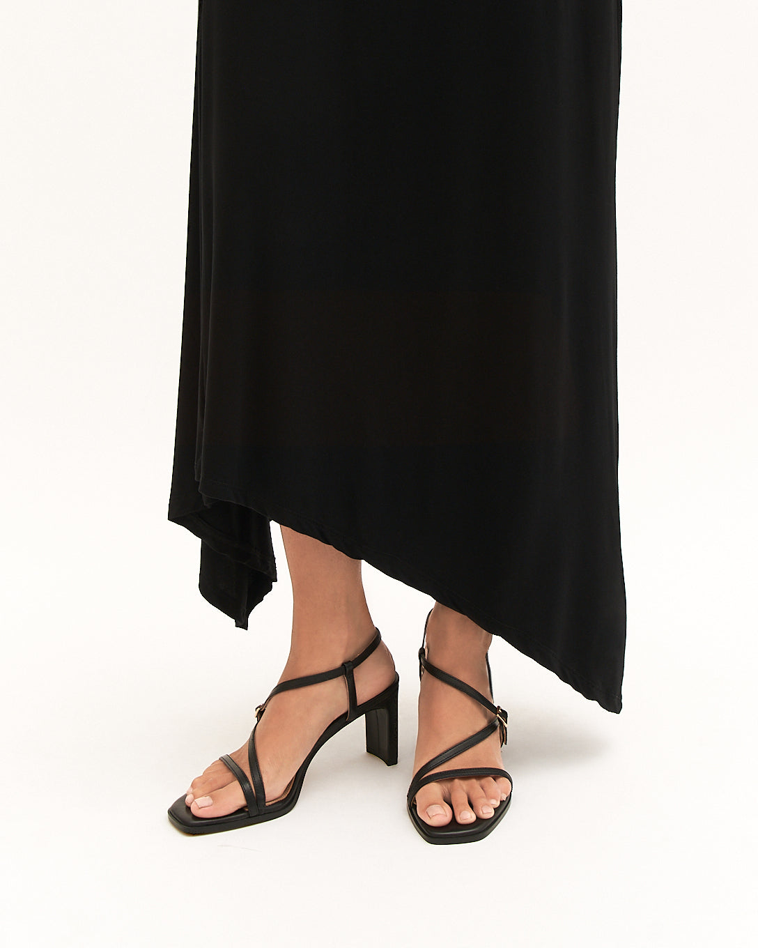 NALA MID HEEL SANDALS BLACK LEATHER image