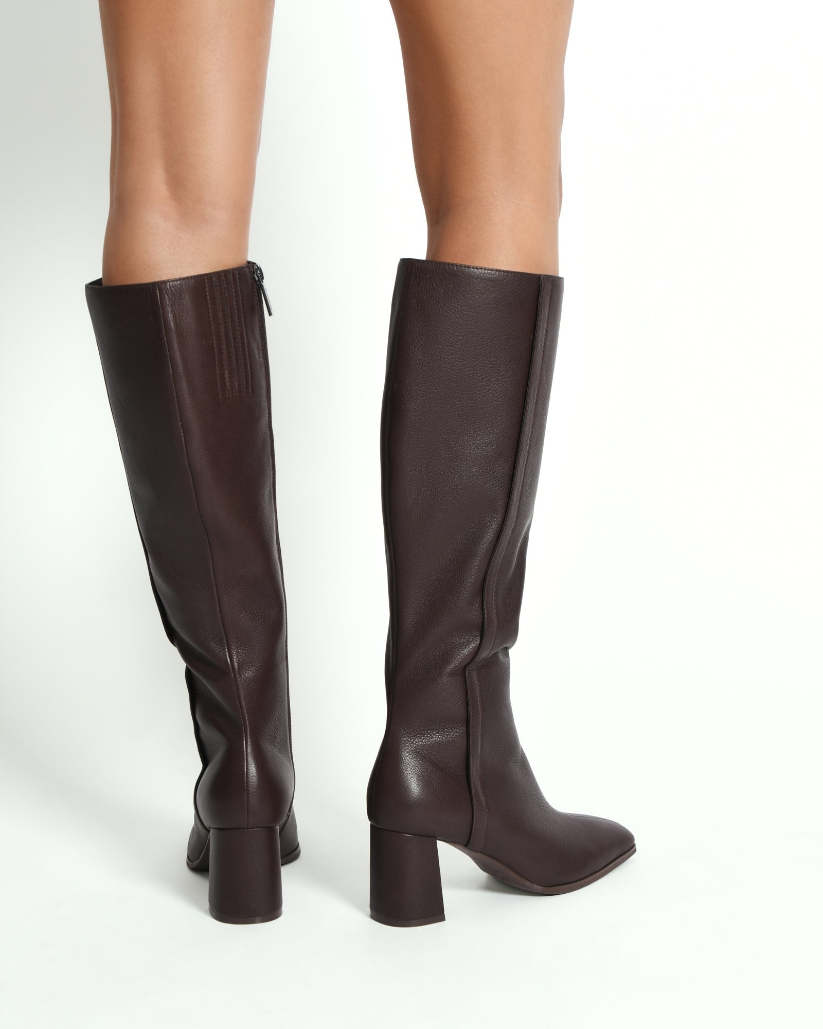 NELLIE KNEE BOOTS BITTER CHOC LEATHER image