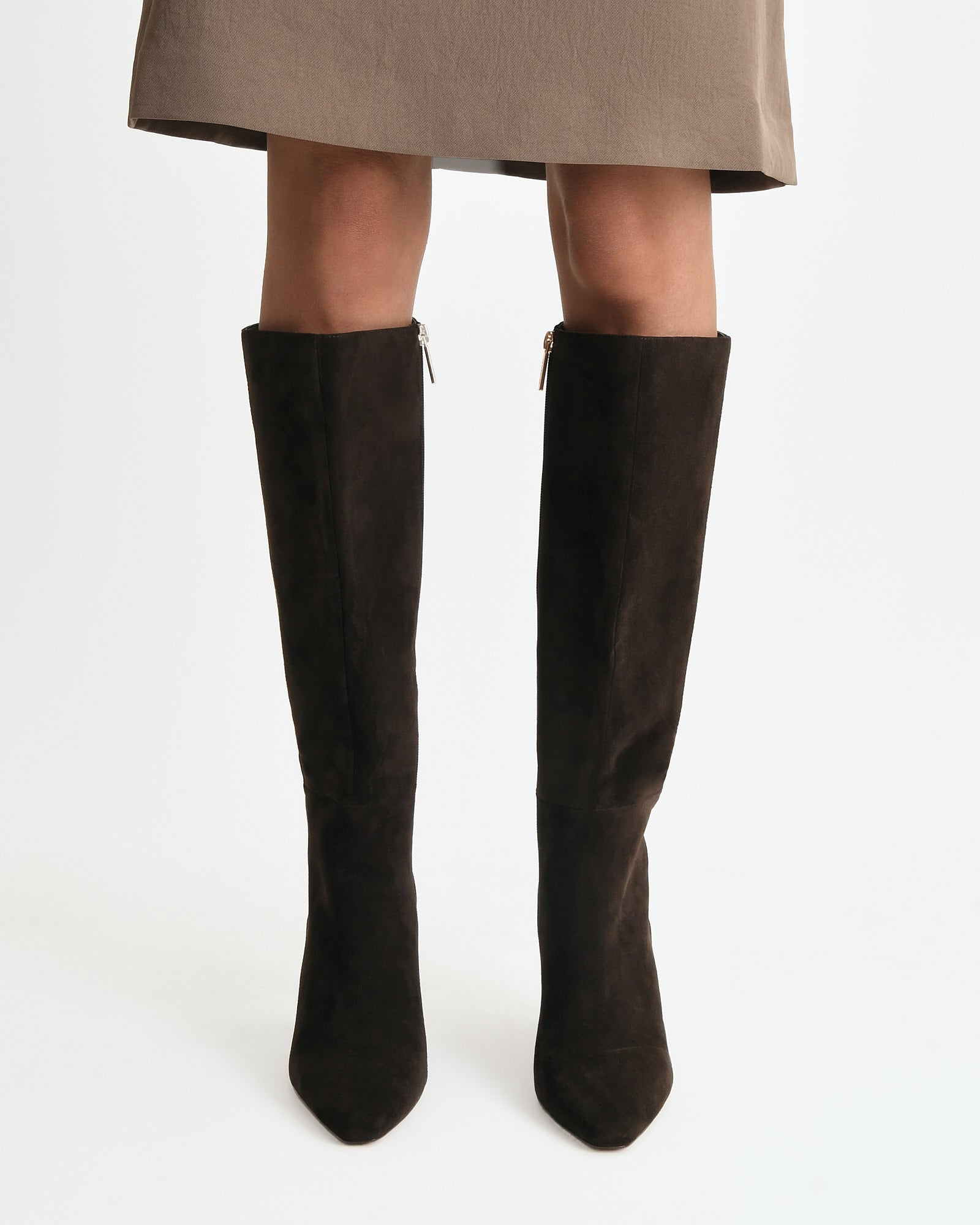 NEON KNEE BOOTS BITTER CHOC SUEDE image
